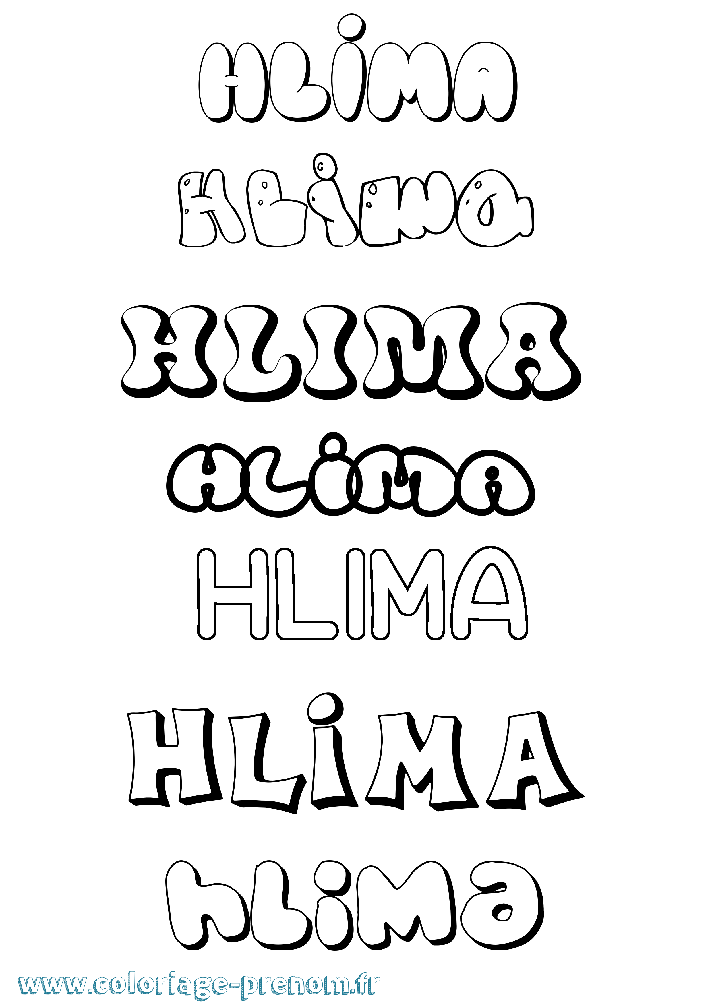 Coloriage Hlima Bubble Coloriage prénom Hlima Bubble