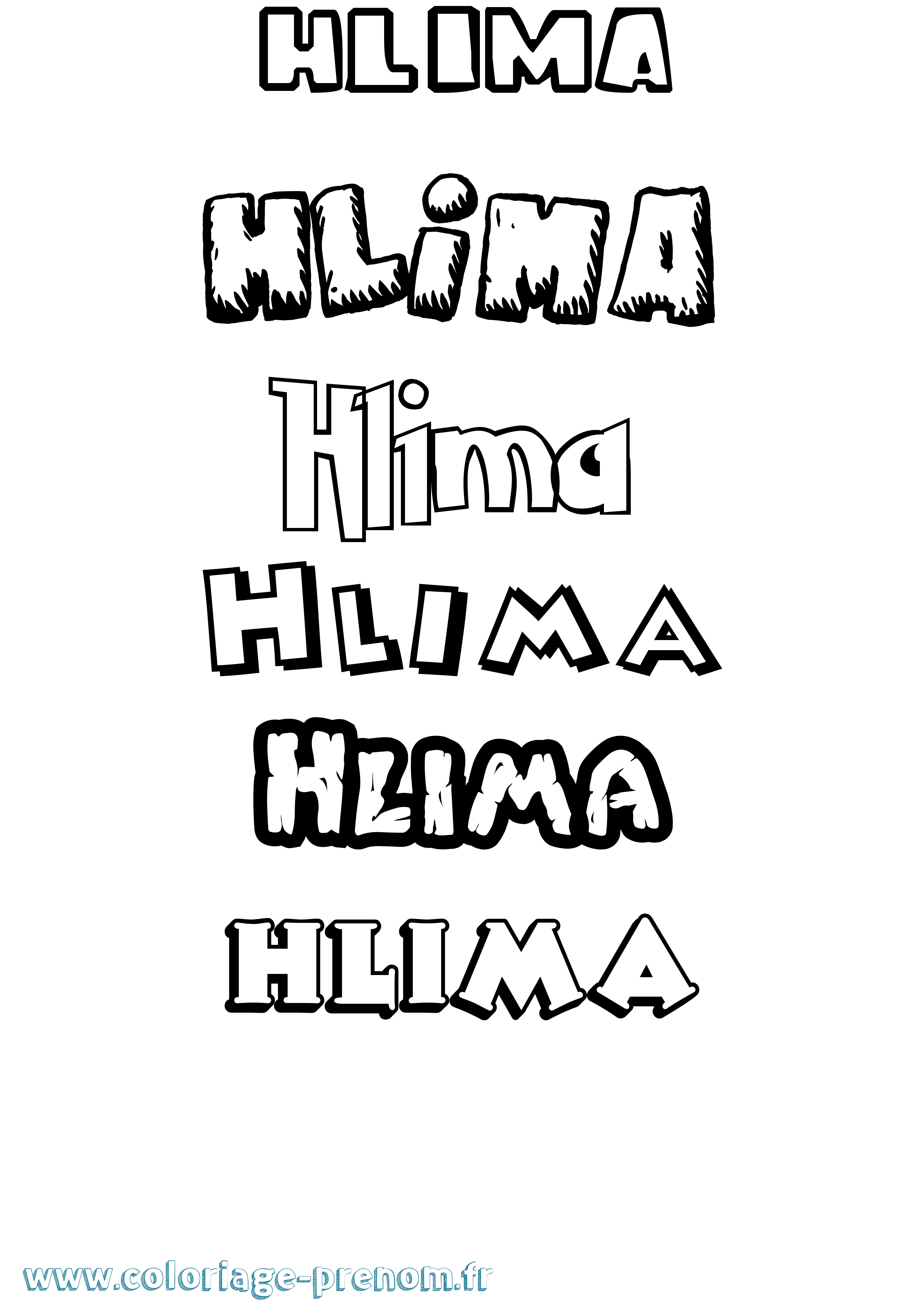 Coloriage Hlima Dessin Animé Coloriage prénom Hlima Dessin Animé