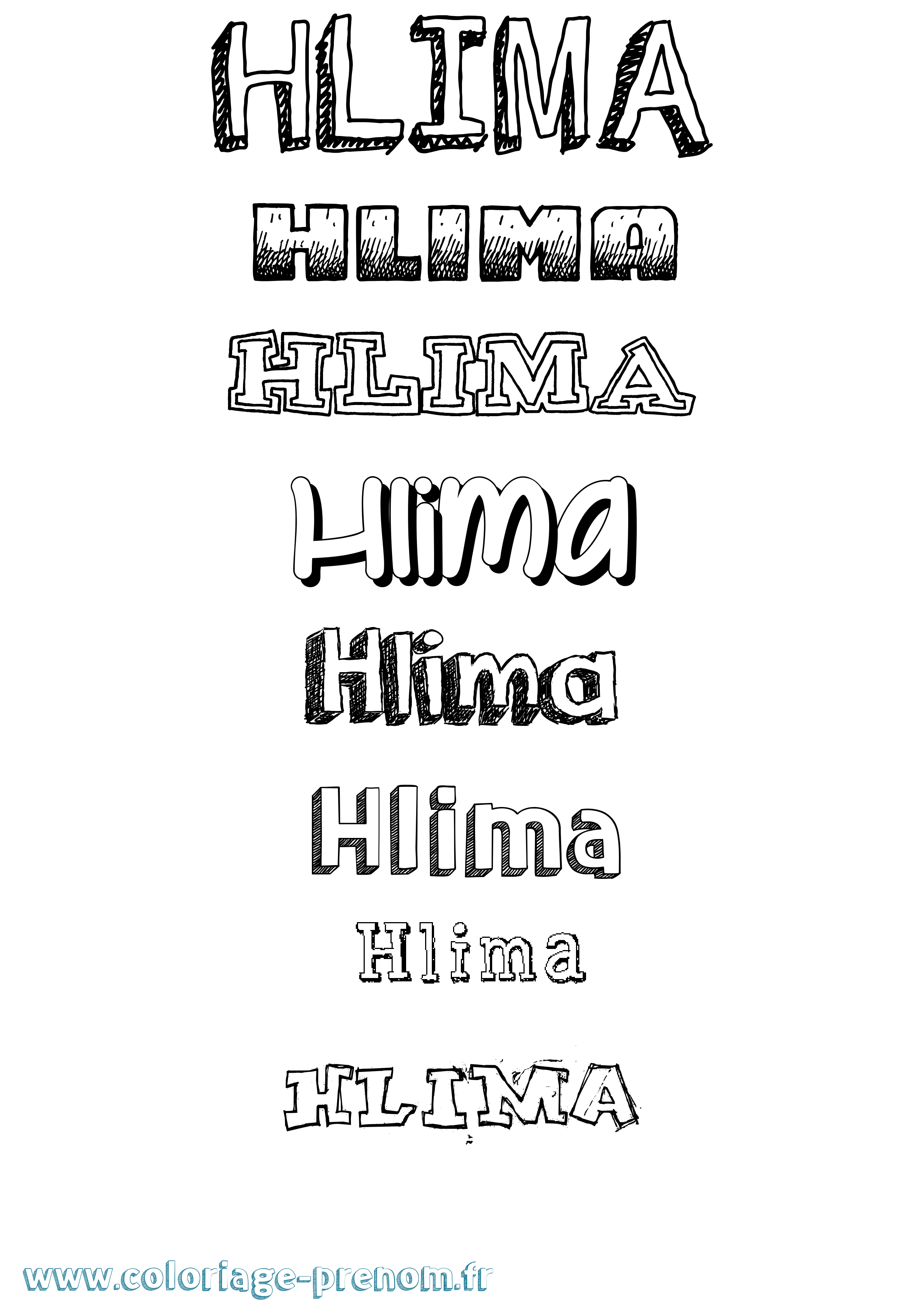 Coloriage Hlima Dessiné Coloriage prénom Hlima Dessiné
