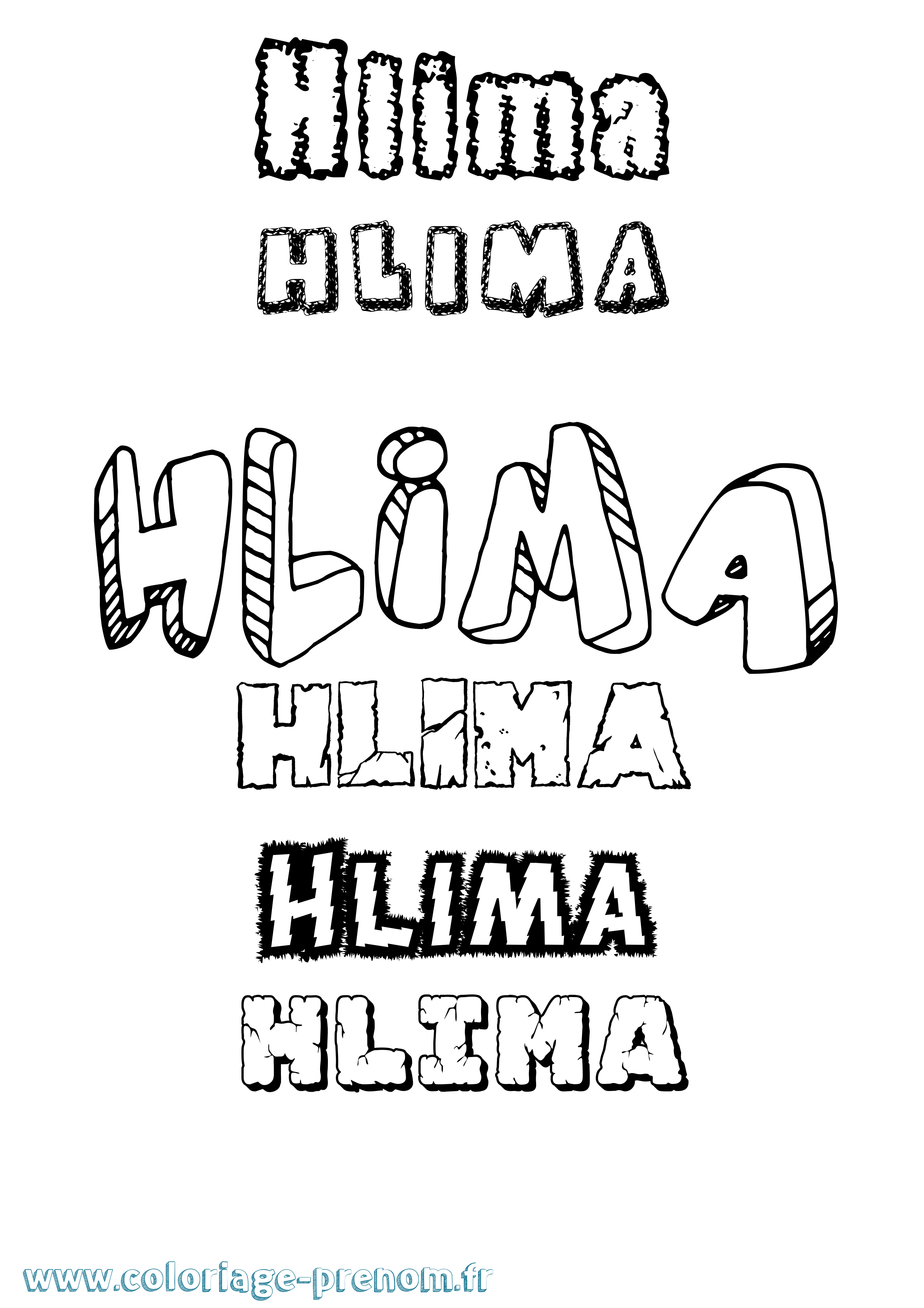 Coloriage Hlima Destructuré Coloriage prénom Hlima Destructuré