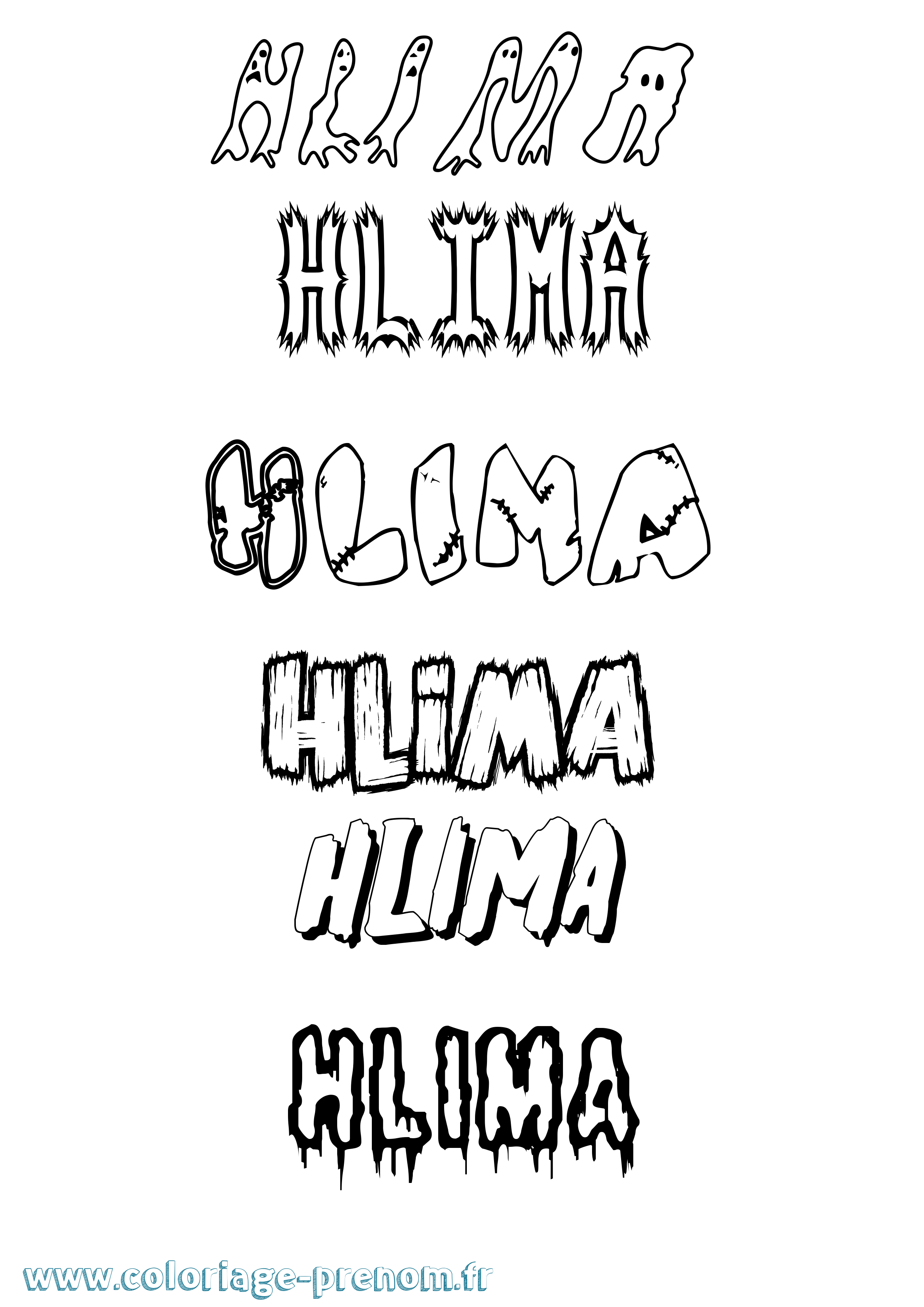 Coloriage Hlima Frisson Coloriage prénom Hlima Frisson