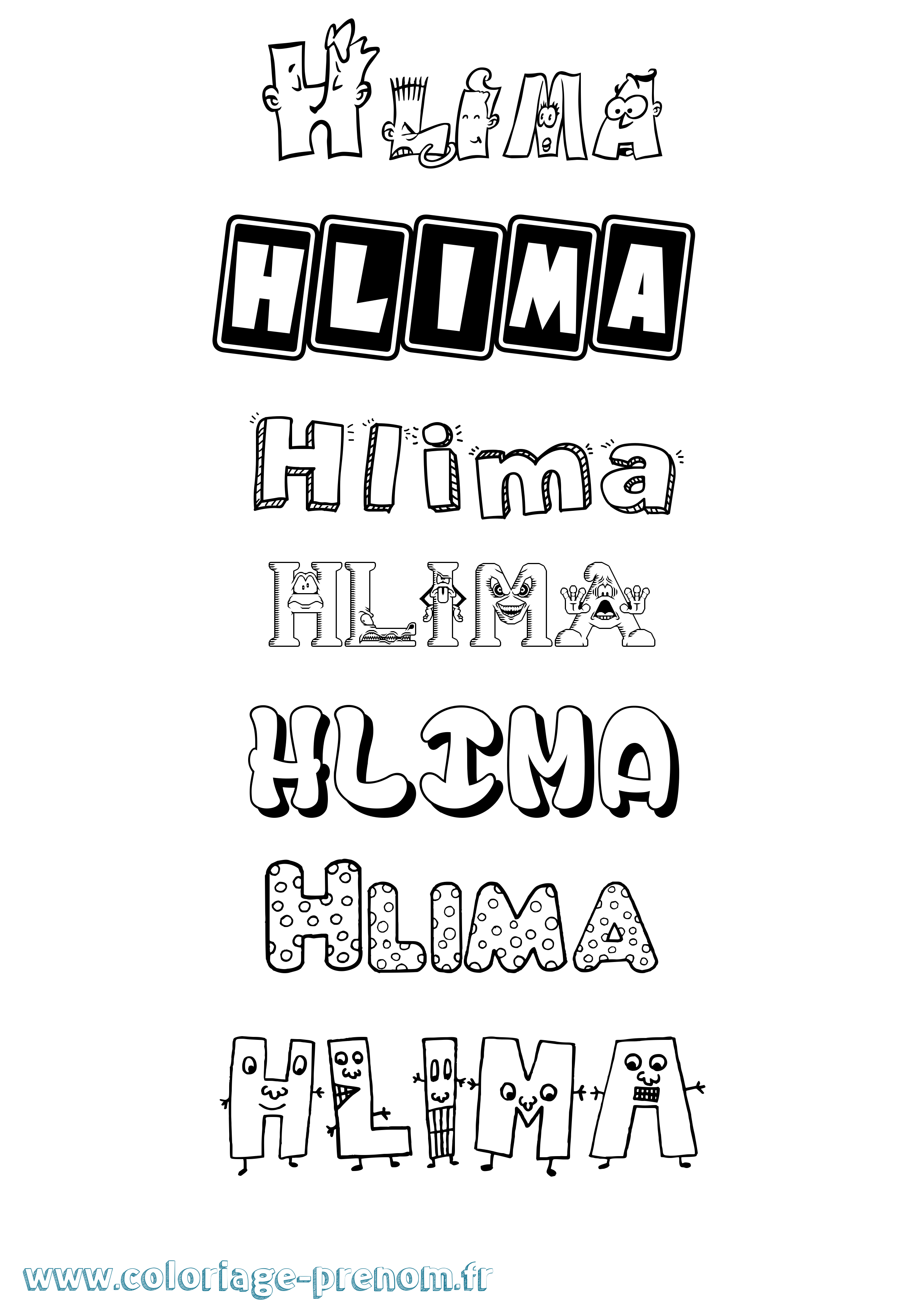 Coloriage Hlima Fun Coloriage prénom Hlima Fun