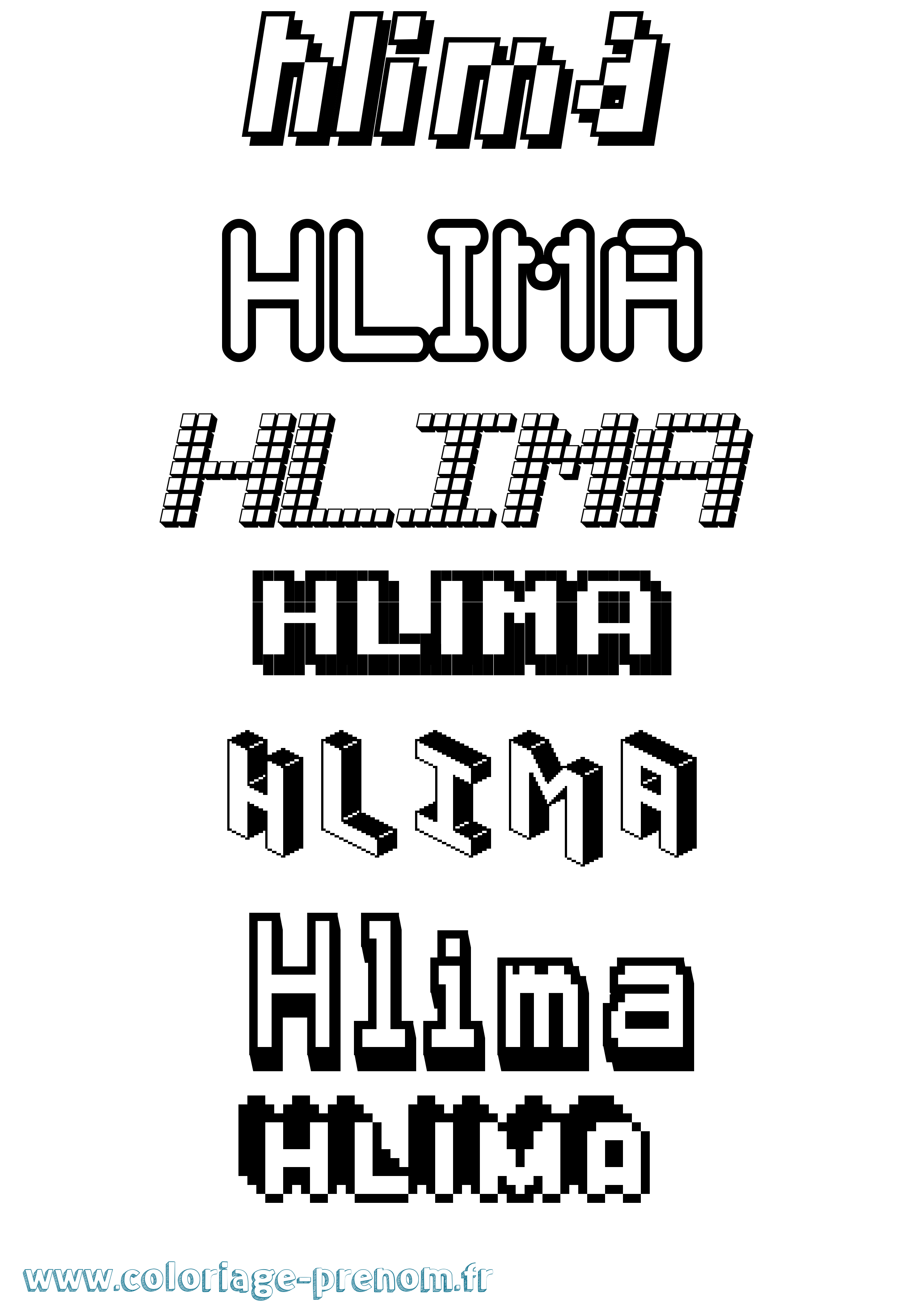 Coloriage Hlima Pixel Coloriage prénom Hlima Pixel