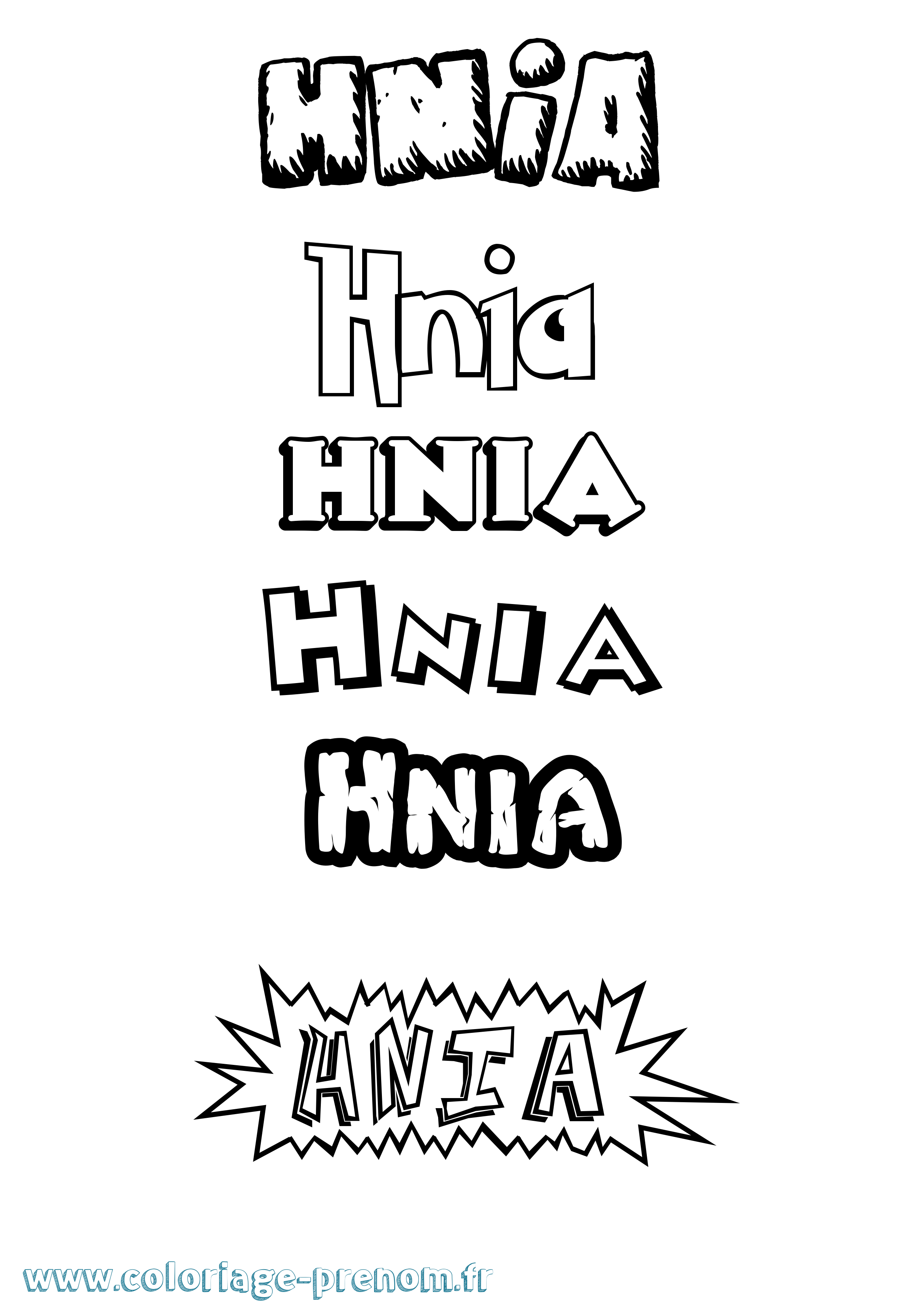 Coloriage Hnia Dessin Animé Coloriage prénom Hnia Dessin Animé