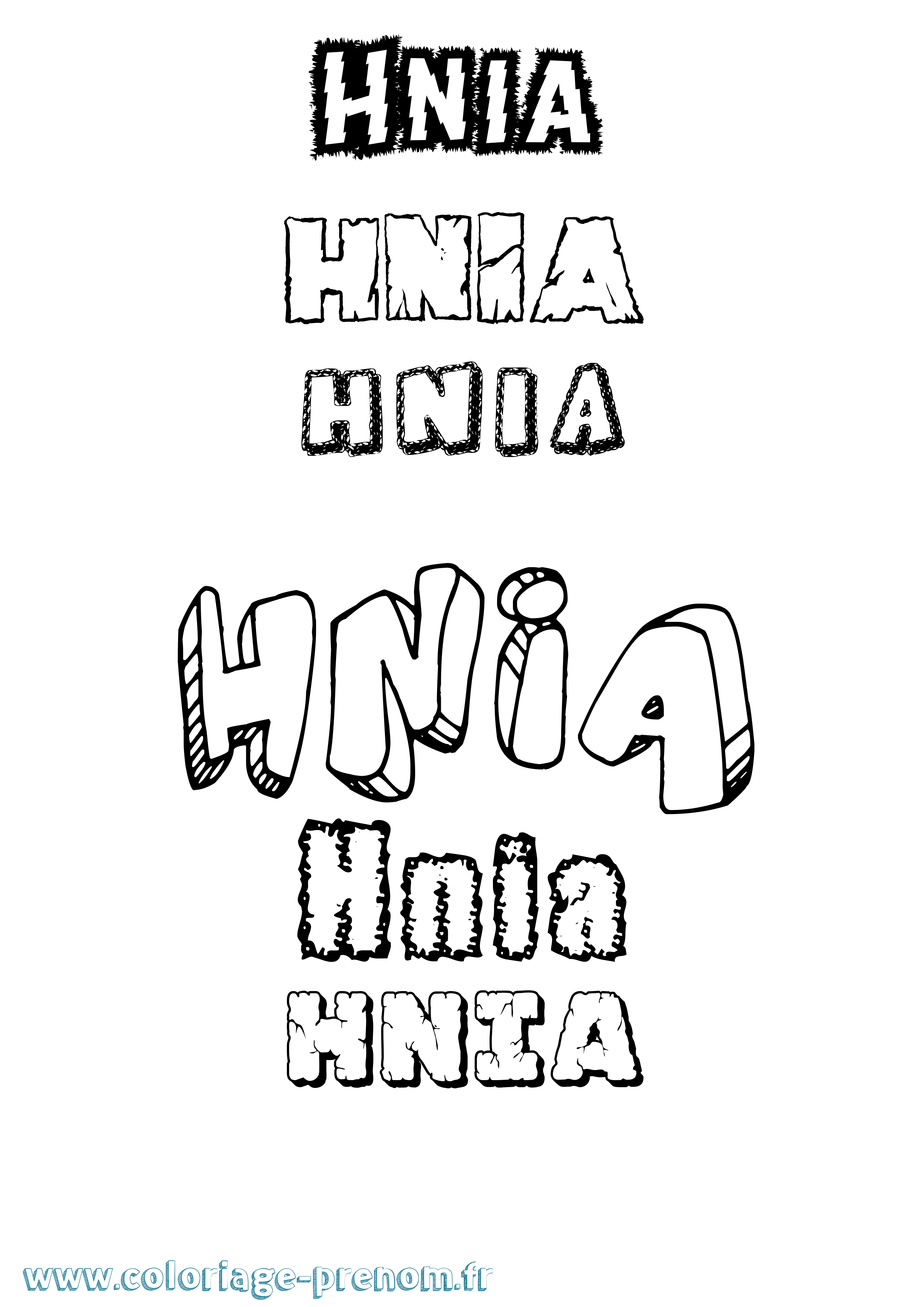 Coloriage Hnia Destructuré Coloriage prénom Hnia Destructuré