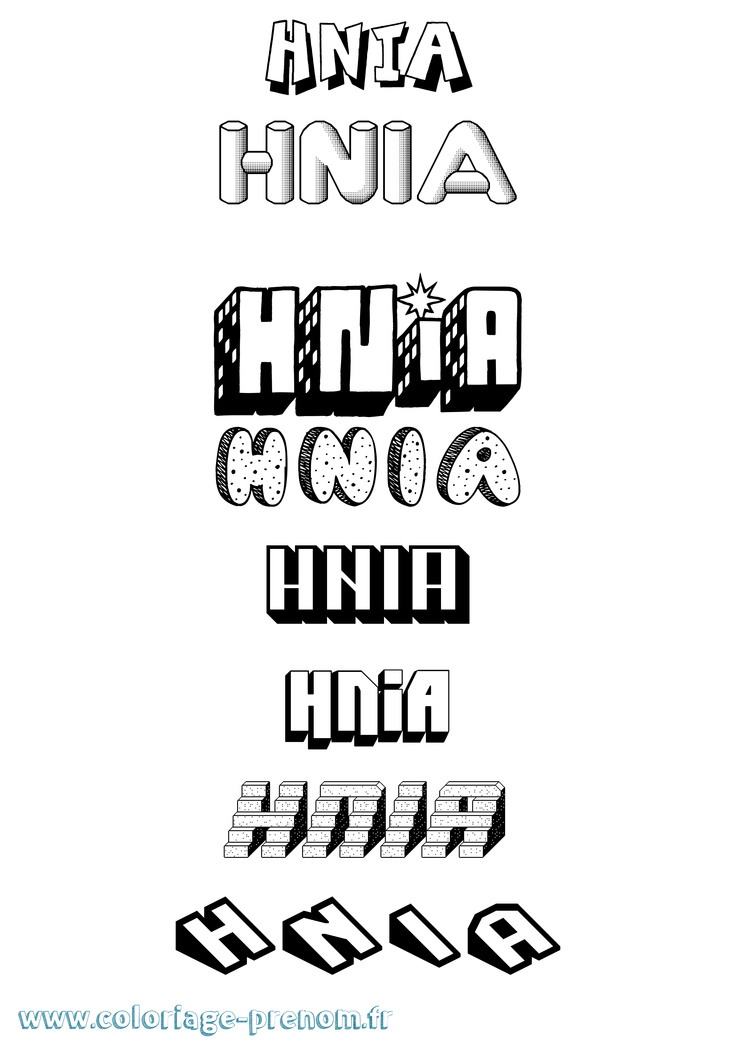 Coloriage Hnia Effet 3D Coloriage prénom Hnia Effet 3D