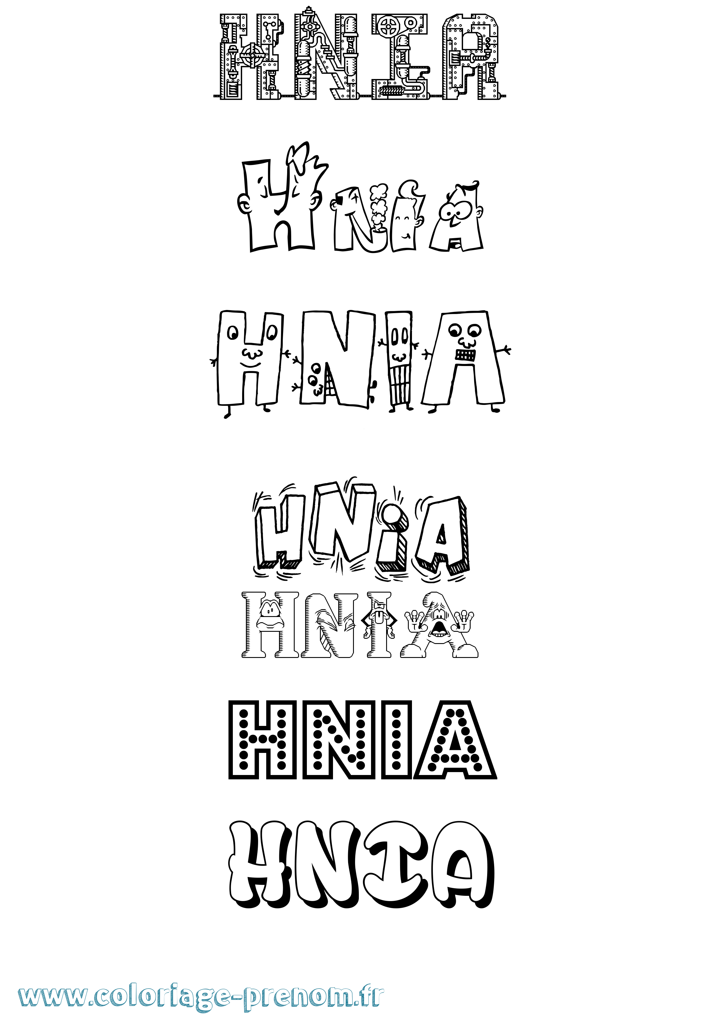 Coloriage Hnia Fun Coloriage prénom Hnia Fun