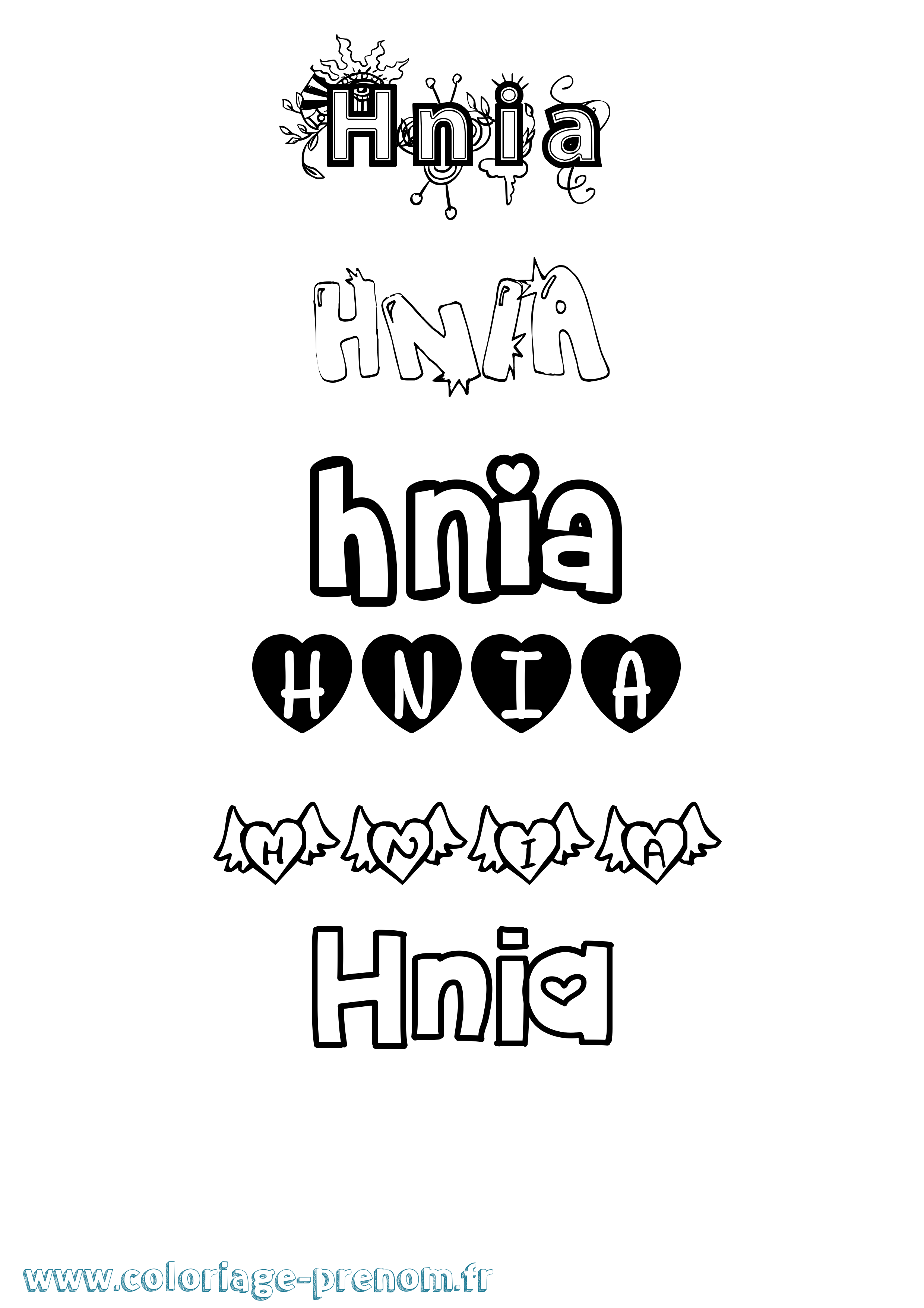 Coloriage Hnia Girly Coloriage prénom Hnia Girly