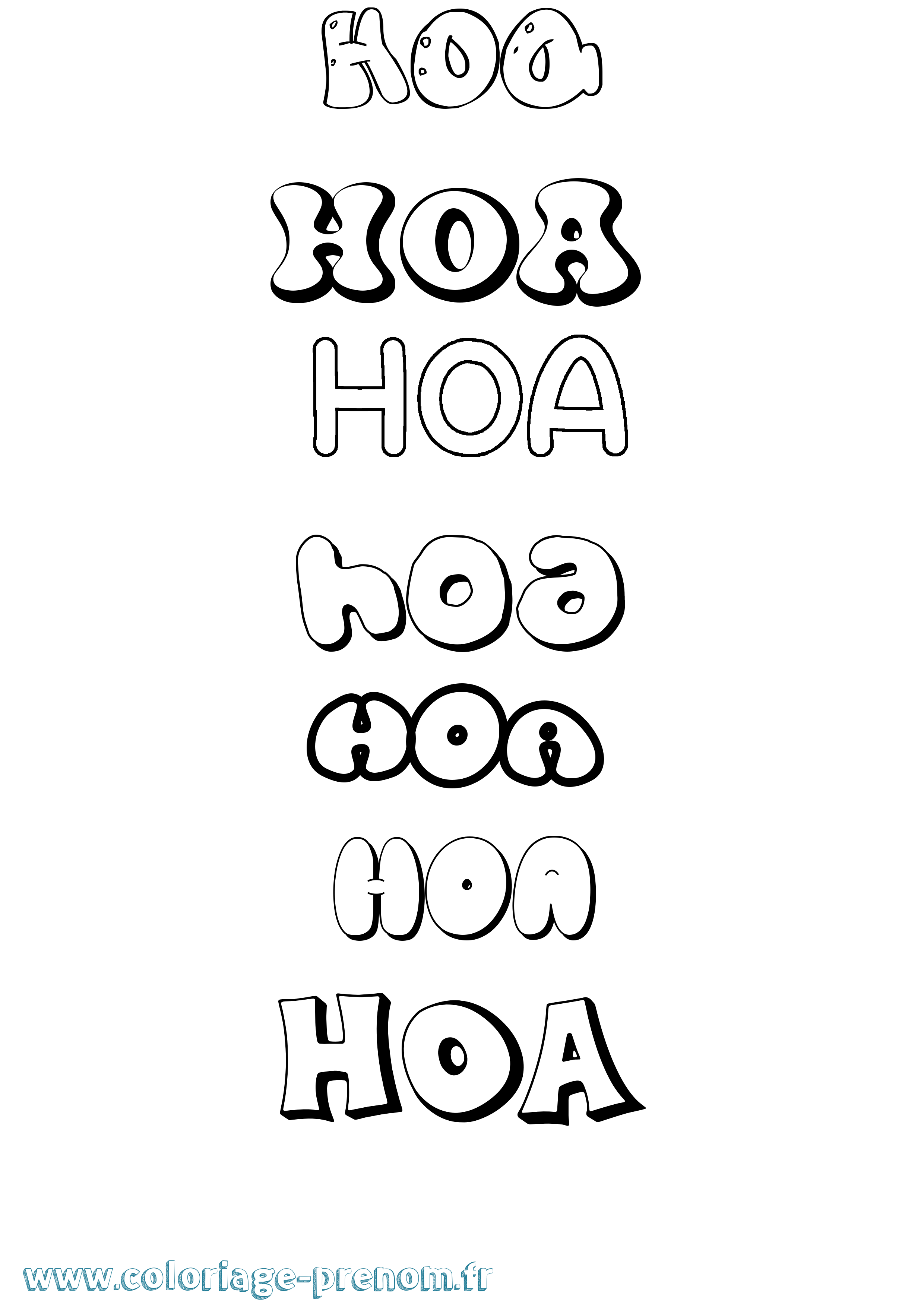 Coloriage Hoa Bubble Coloriage prénom Hoa Bubble