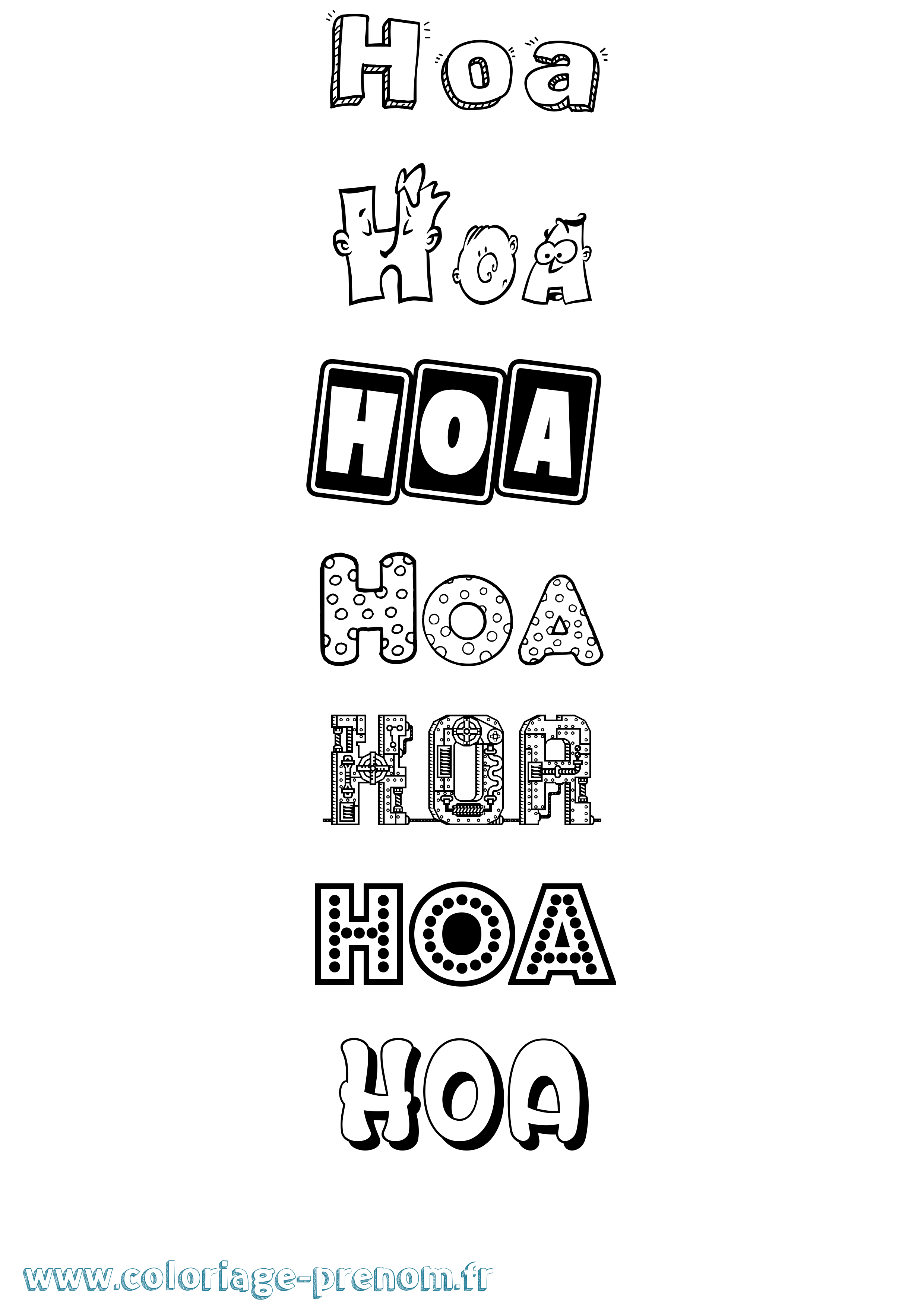 Coloriage Hoa Fun Coloriage prénom Hoa Fun