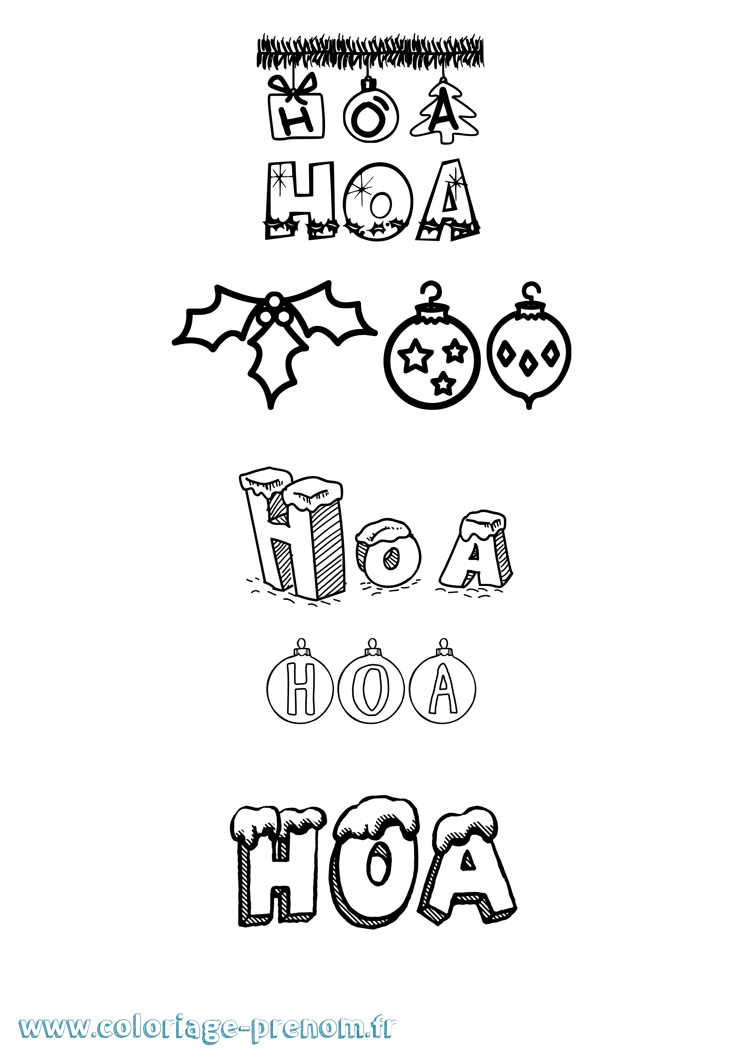 Coloriage Hoa Noël Coloriage prénom Hoa Noël
