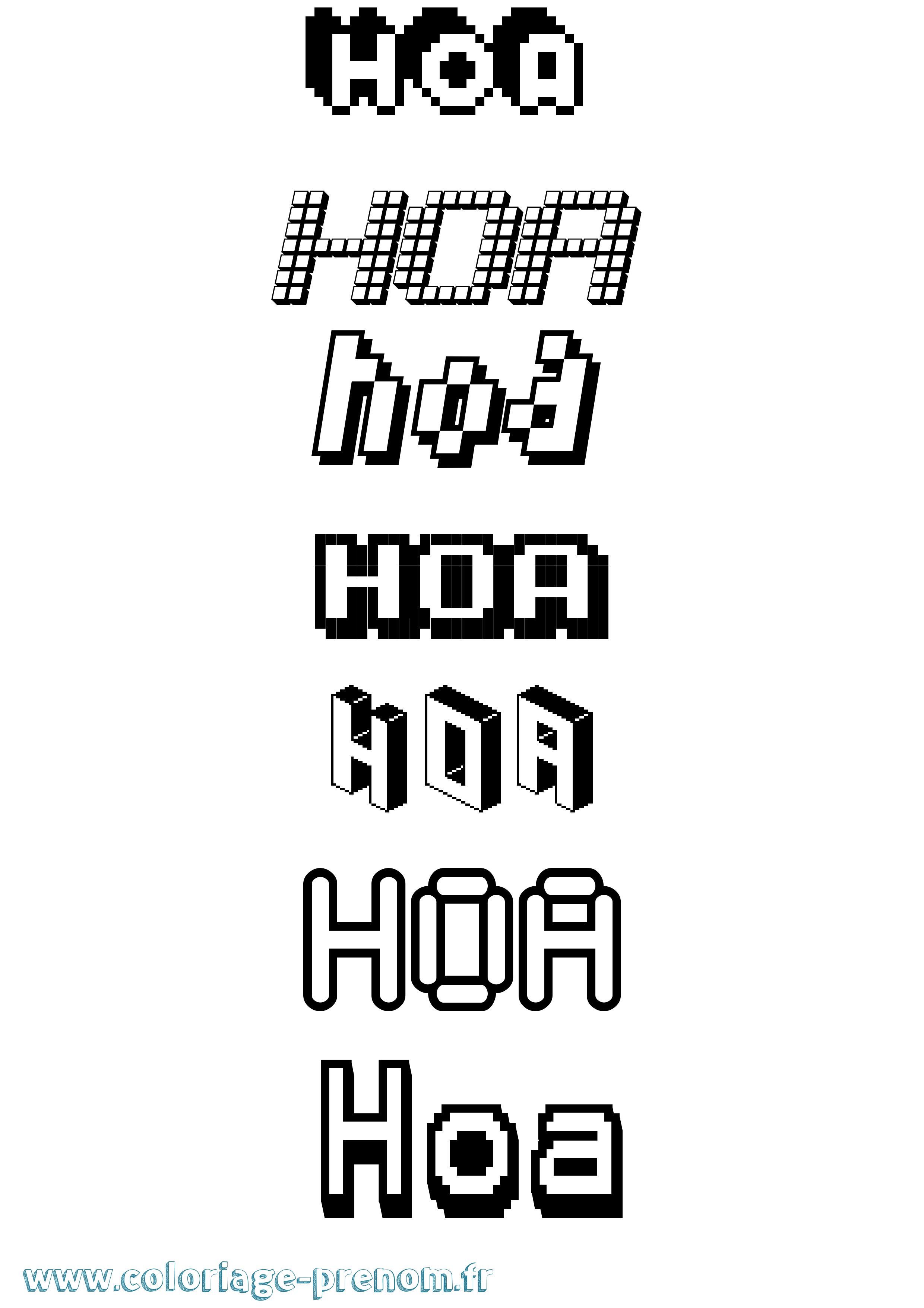 Coloriage Hoa Pixel Coloriage prénom Hoa Pixel