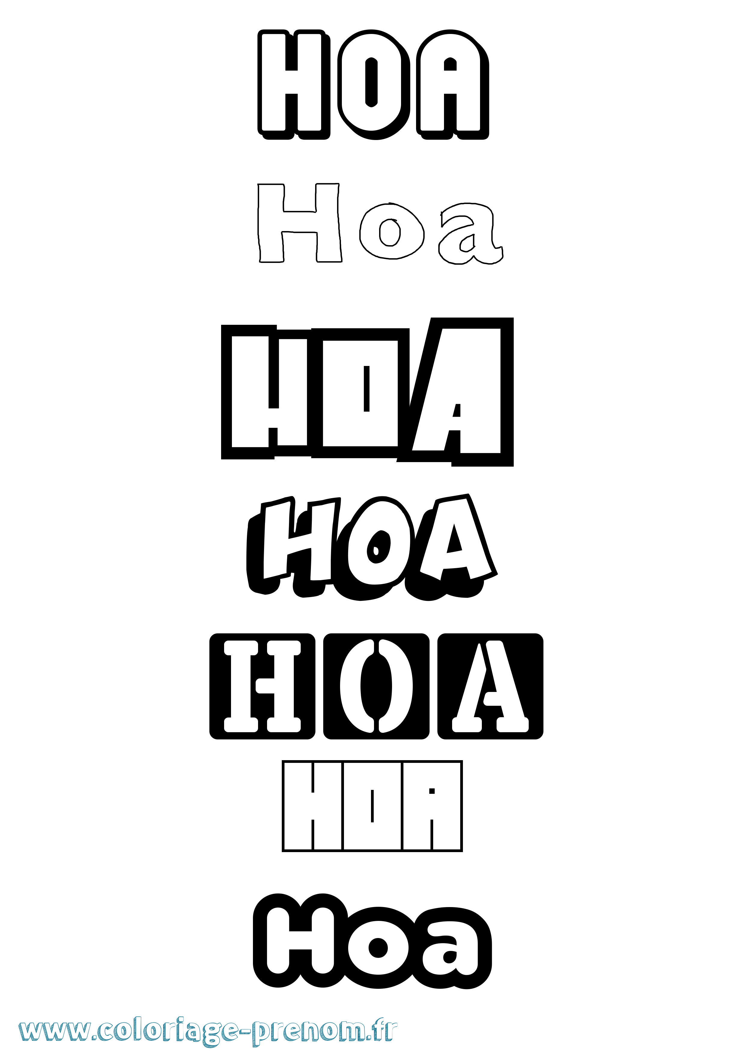 Coloriage Hoa Simple Coloriage prénom Hoa Simple