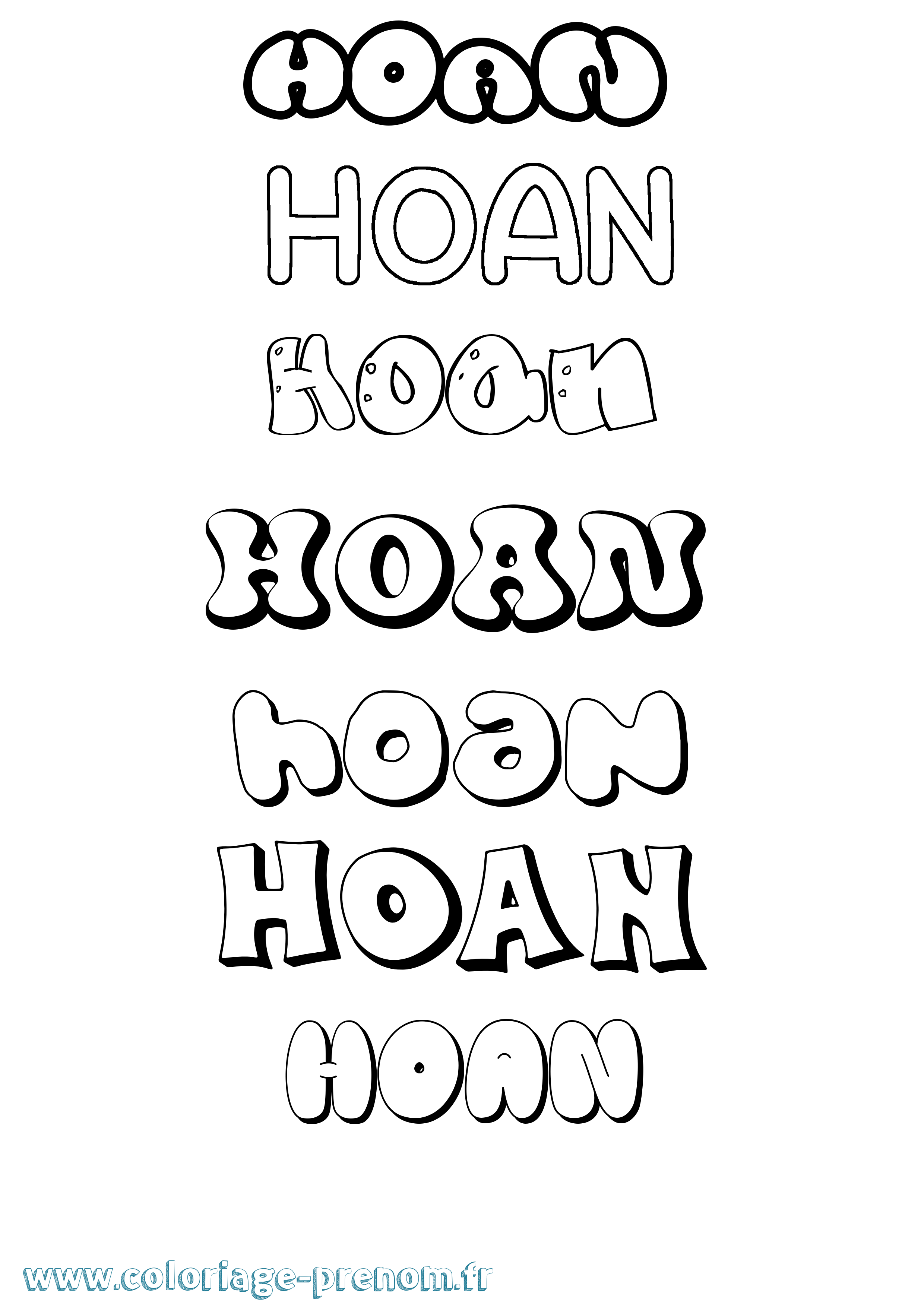 Coloriage Hoan Bubble Coloriage prénom Hoan Bubble