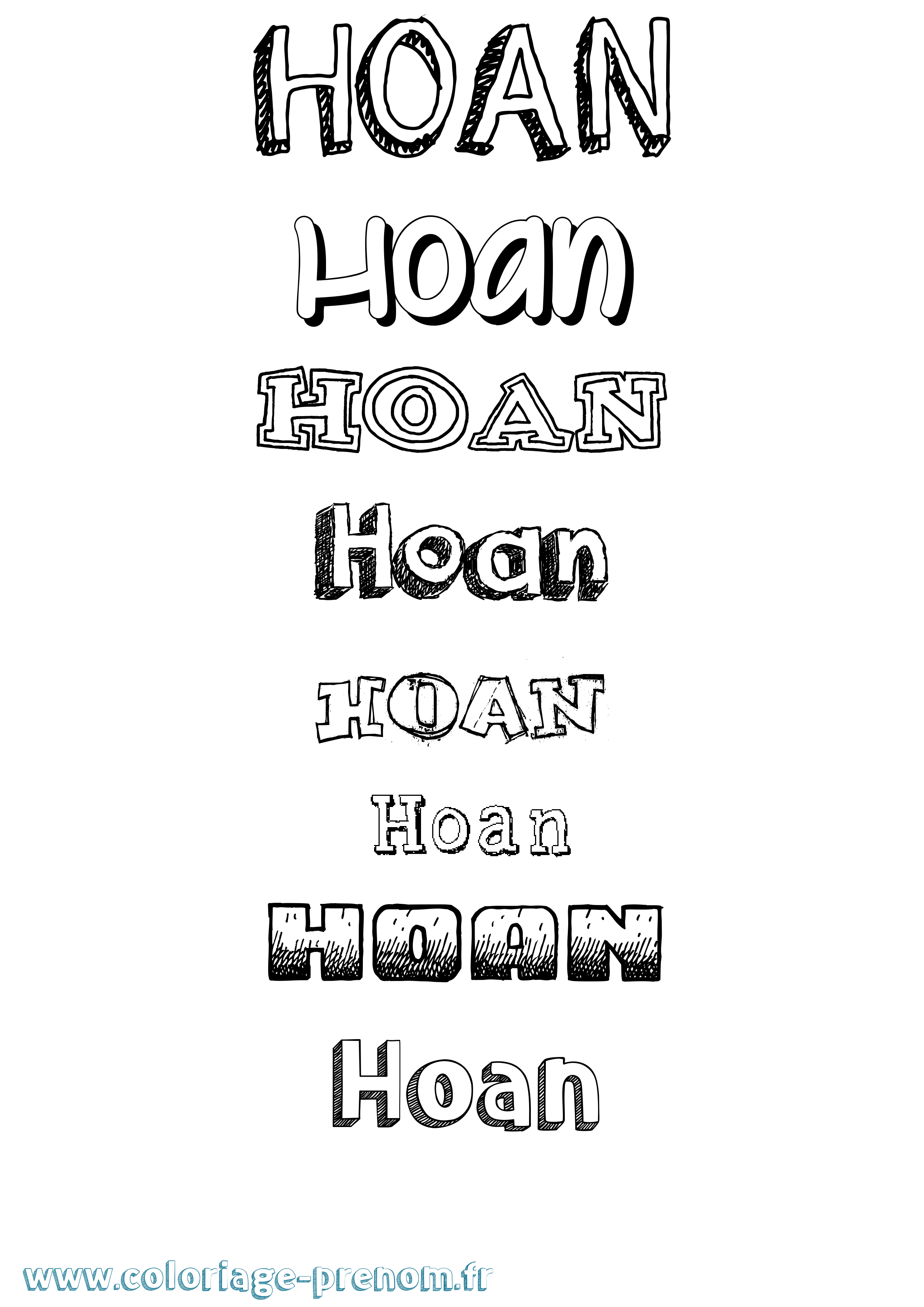 Coloriage Hoan Dessiné Coloriage prénom Hoan Dessiné