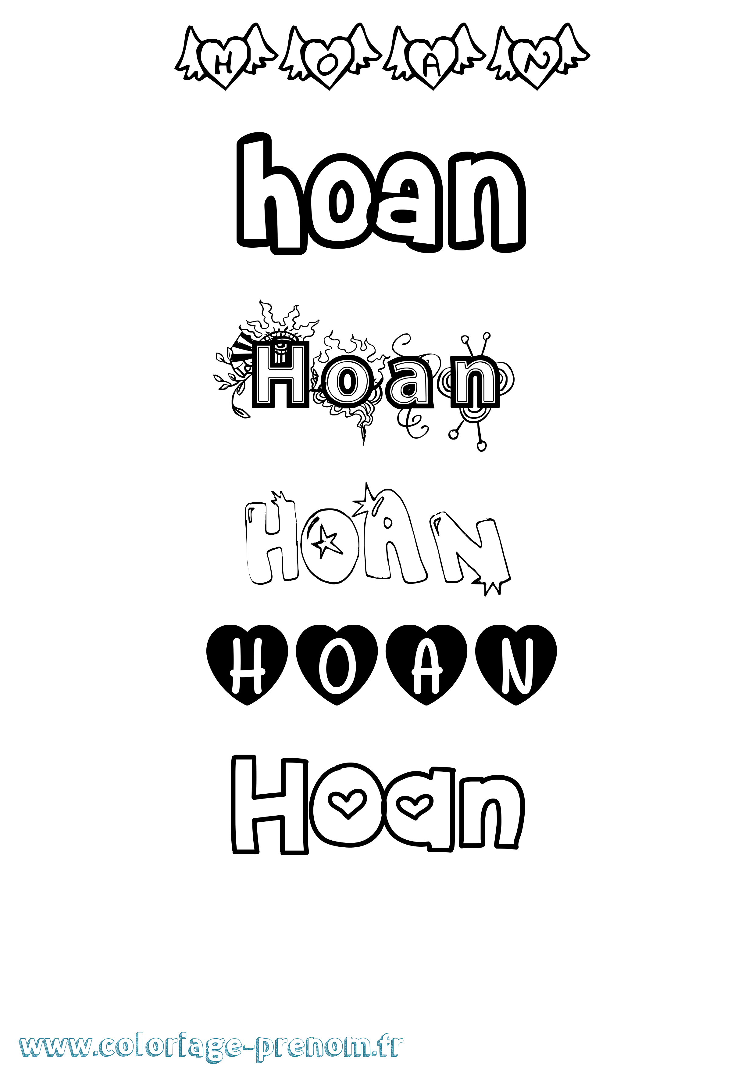 Coloriage Hoan Girly Coloriage prénom Hoan Girly