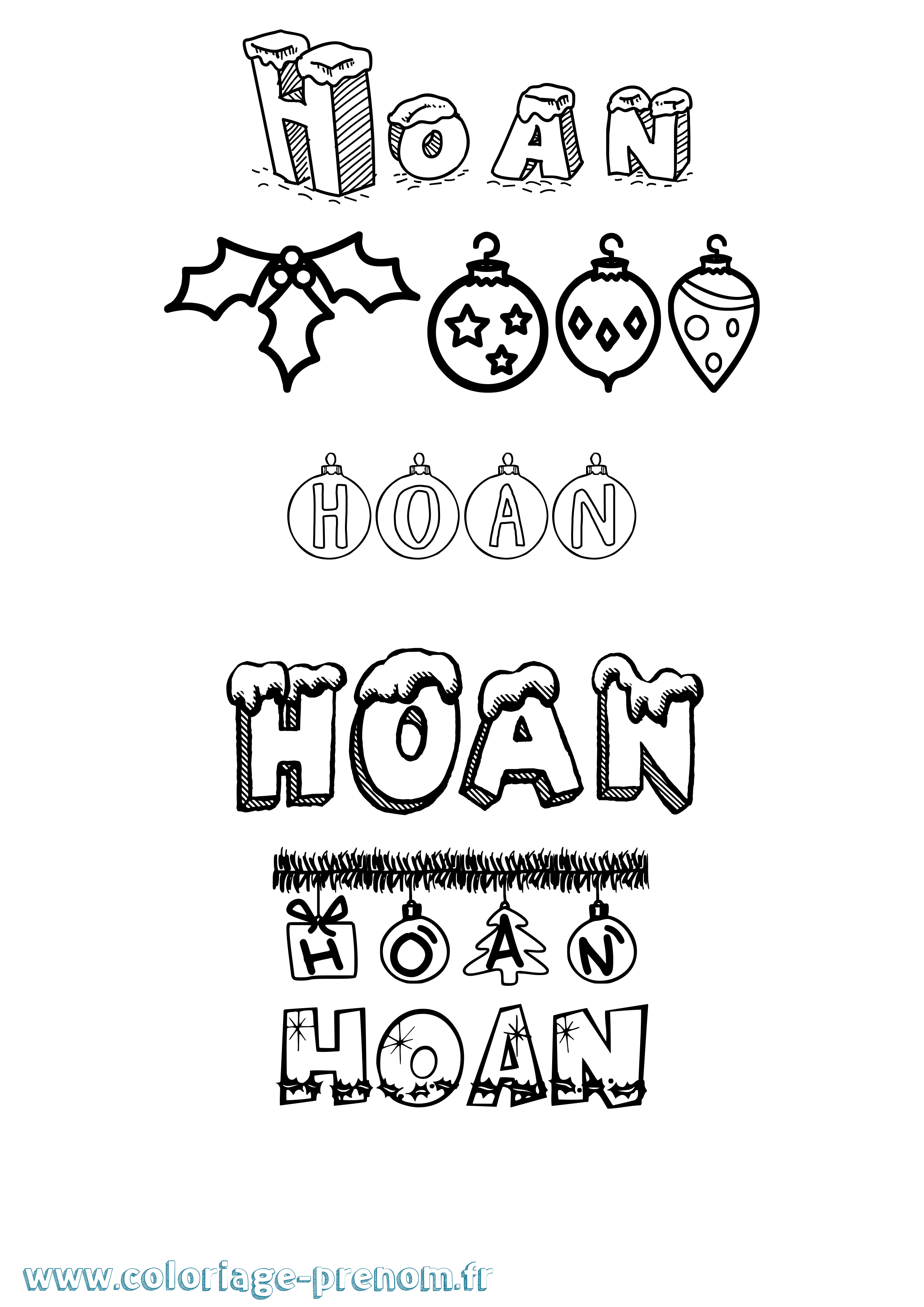 Coloriage Hoan Noël Coloriage prénom Hoan Noël