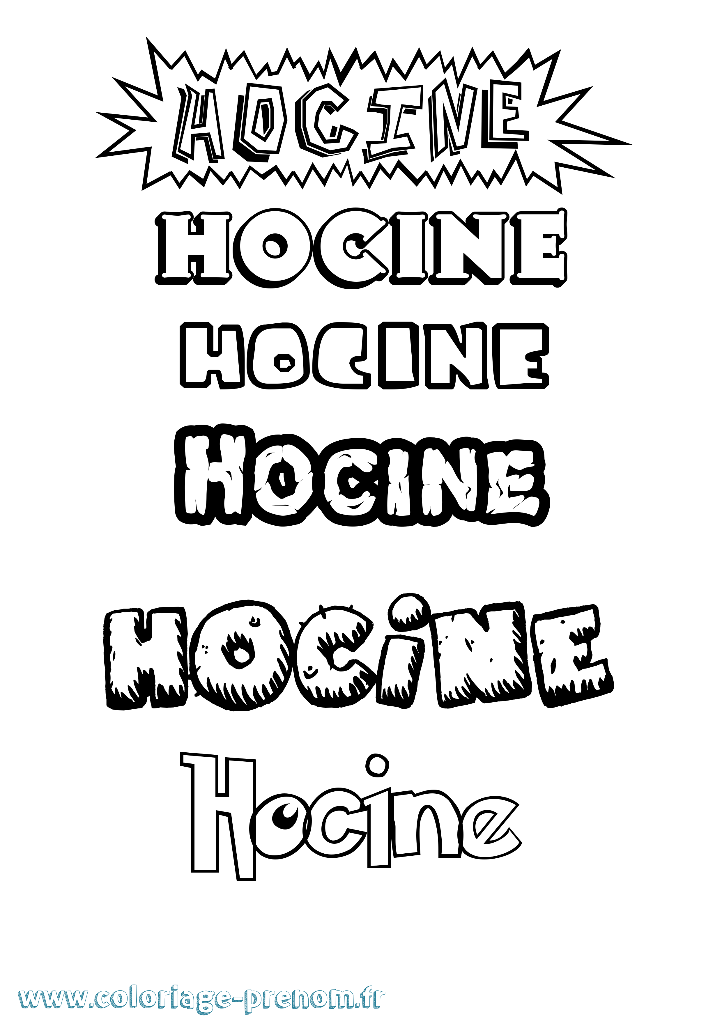 Coloriage Hocine Dessin Animé Coloriage prénom Hocine Dessin Animé