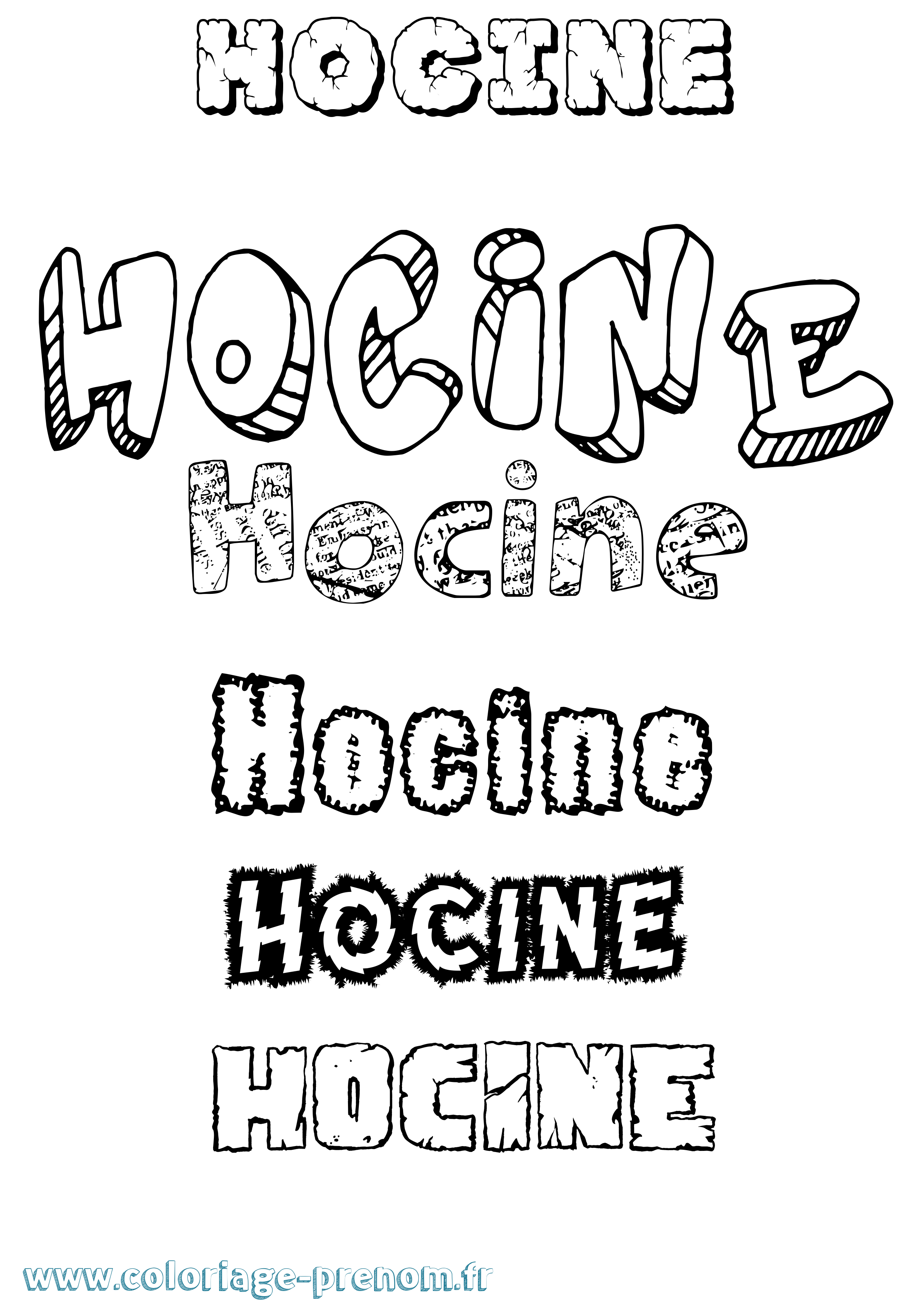 Coloriage Hocine Destructuré Coloriage prénom Hocine Destructuré