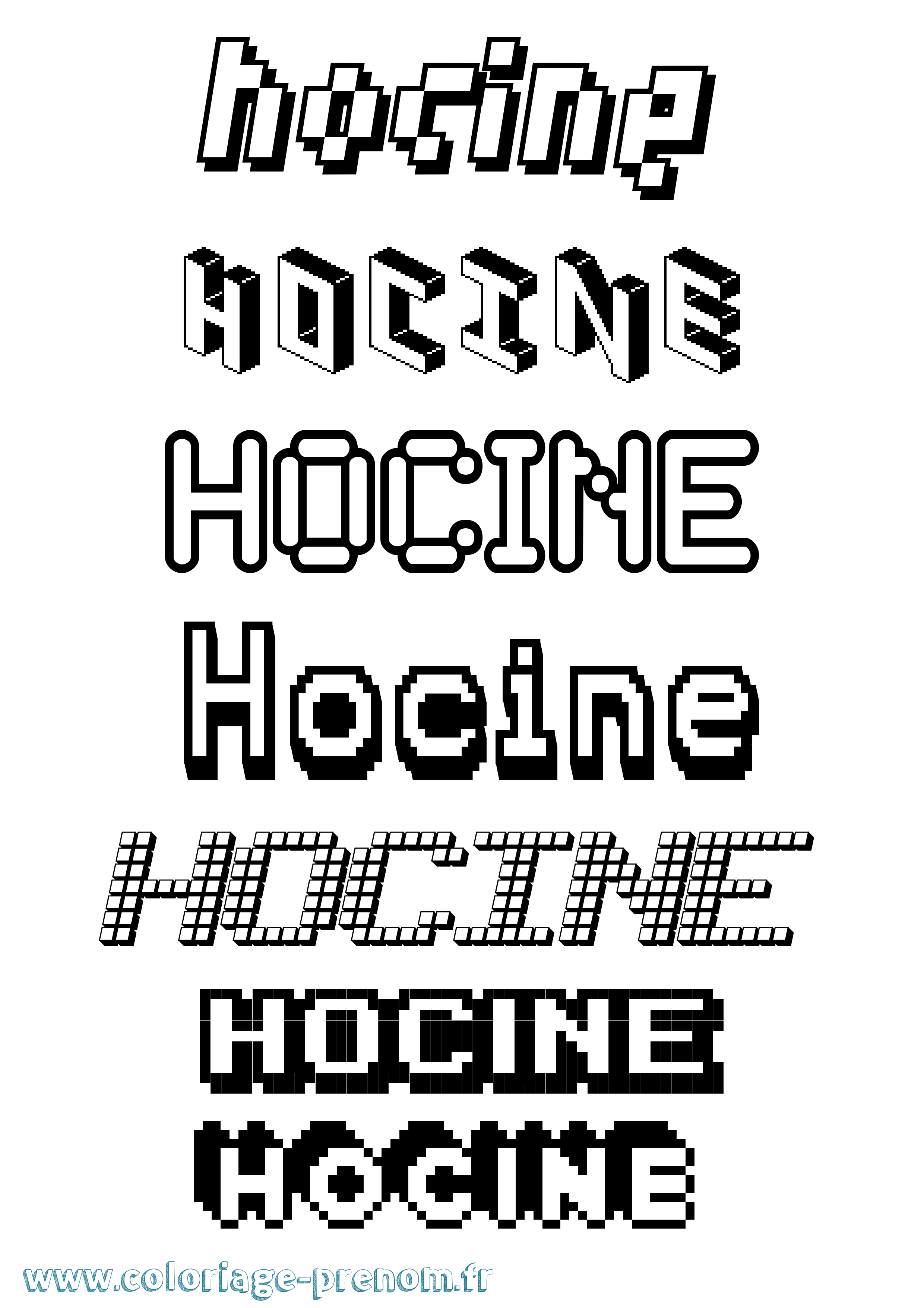 Coloriage Hocine Pixel Coloriage prénom Hocine Pixel