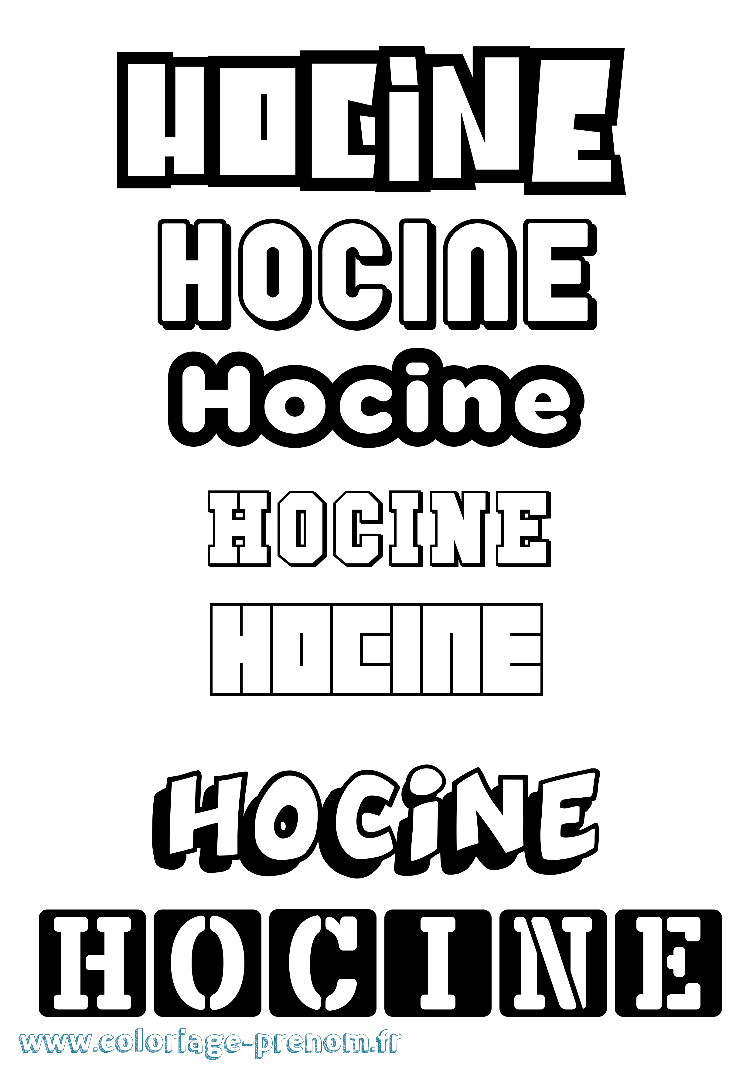 Coloriage Hocine Simple Coloriage prénom Hocine Simple