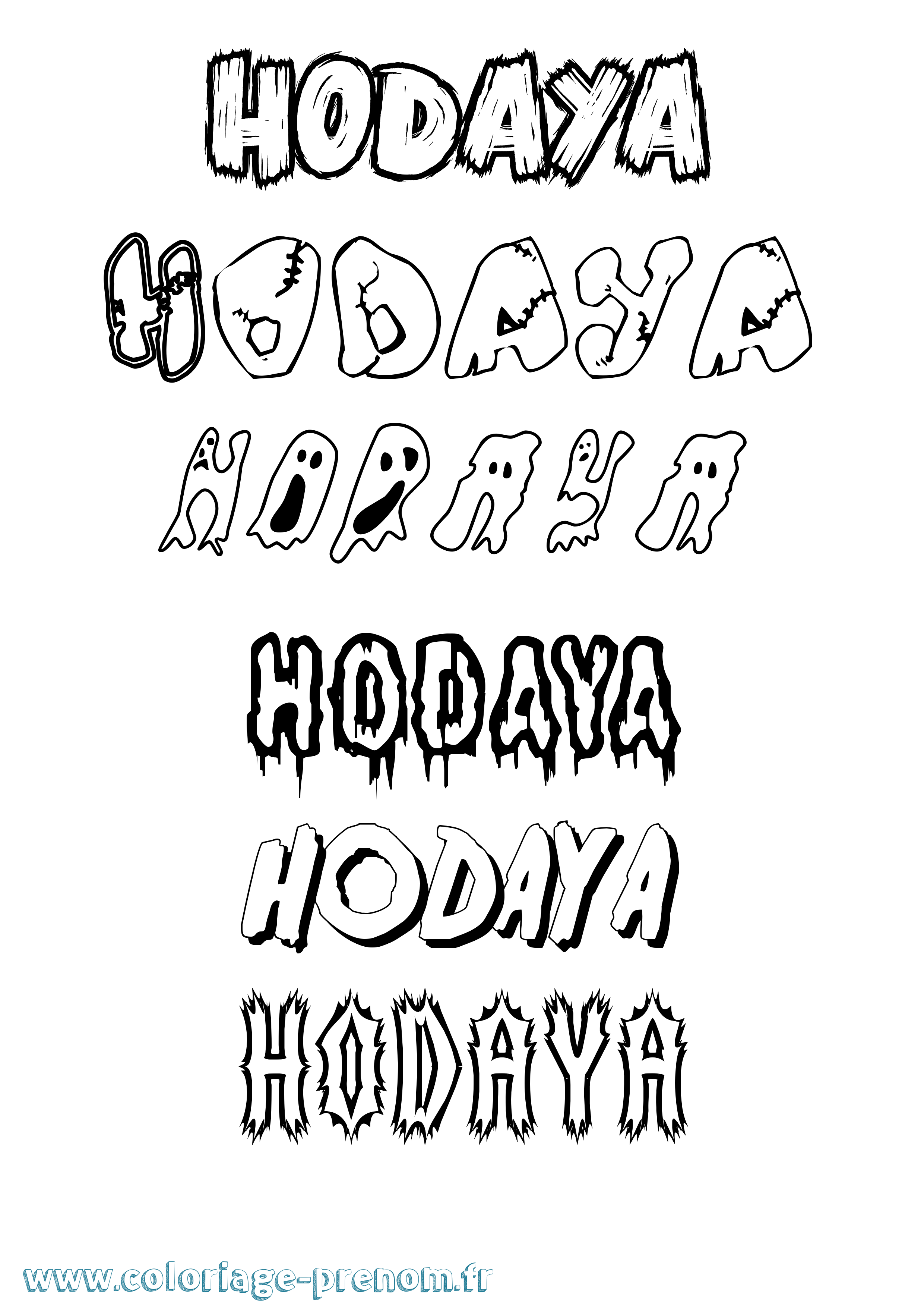 Coloriage Hodaya Frisson Coloriage prénom Hodaya Frisson