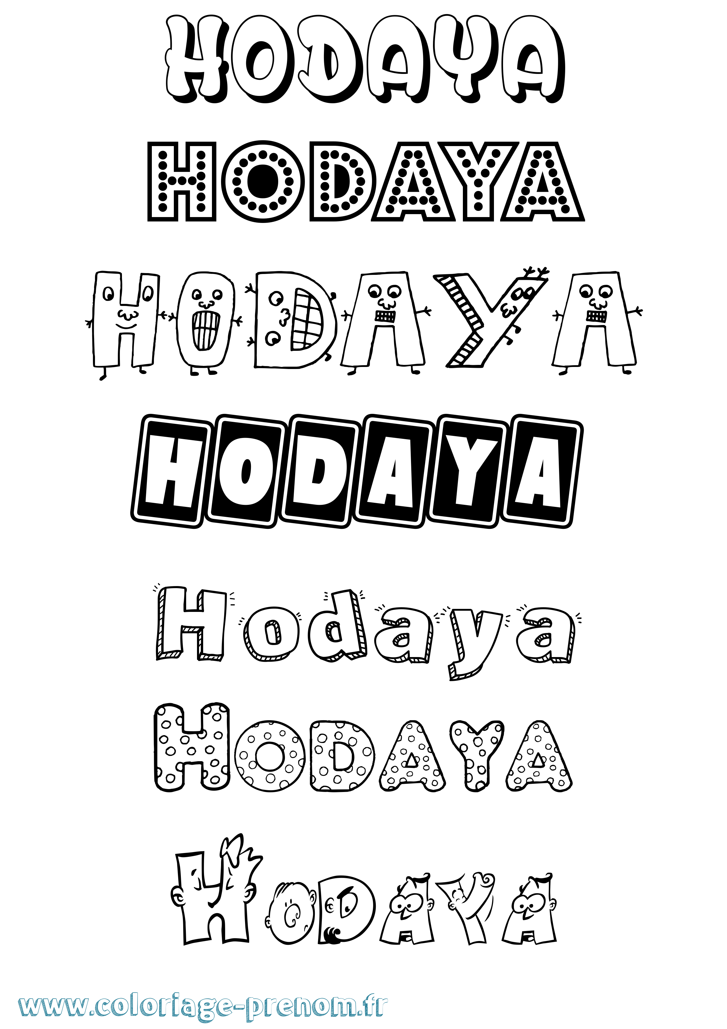 Coloriage Hodaya Fun Coloriage prénom Hodaya Fun