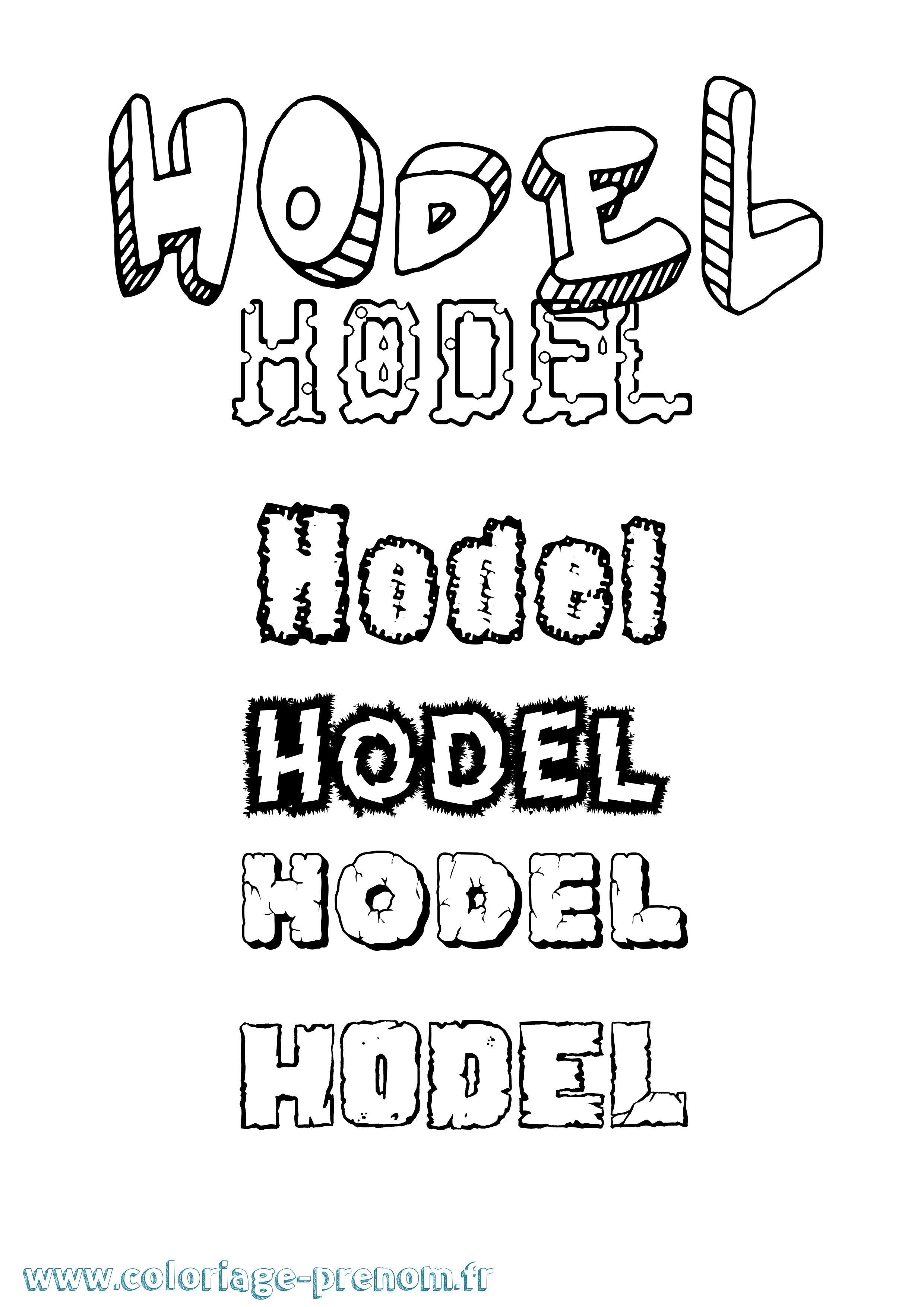 Coloriage Hodel Destructuré Coloriage prénom Hodel Destructuré