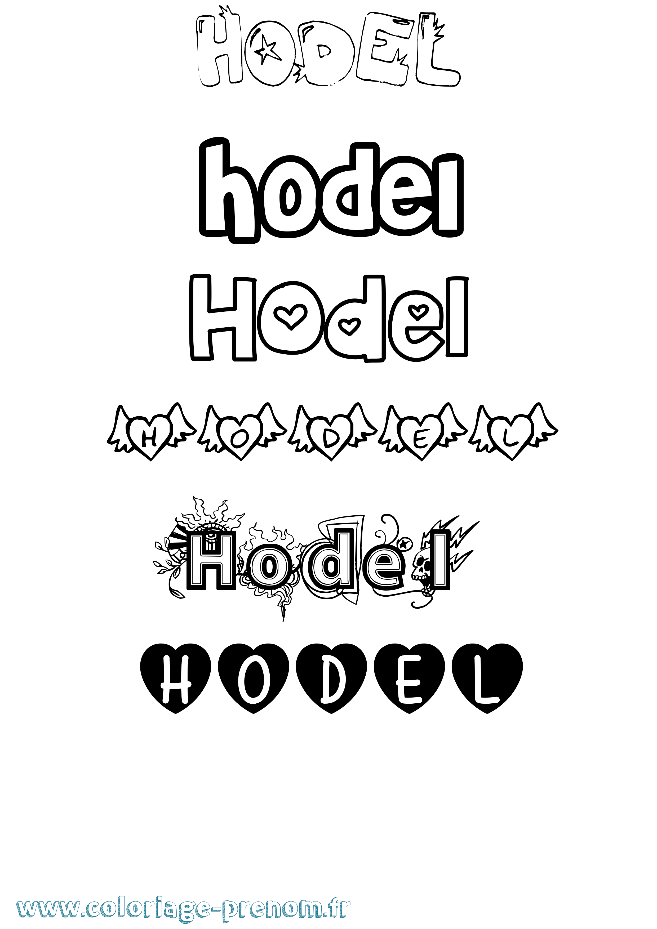 Coloriage Hodel Girly Coloriage prénom Hodel Girly