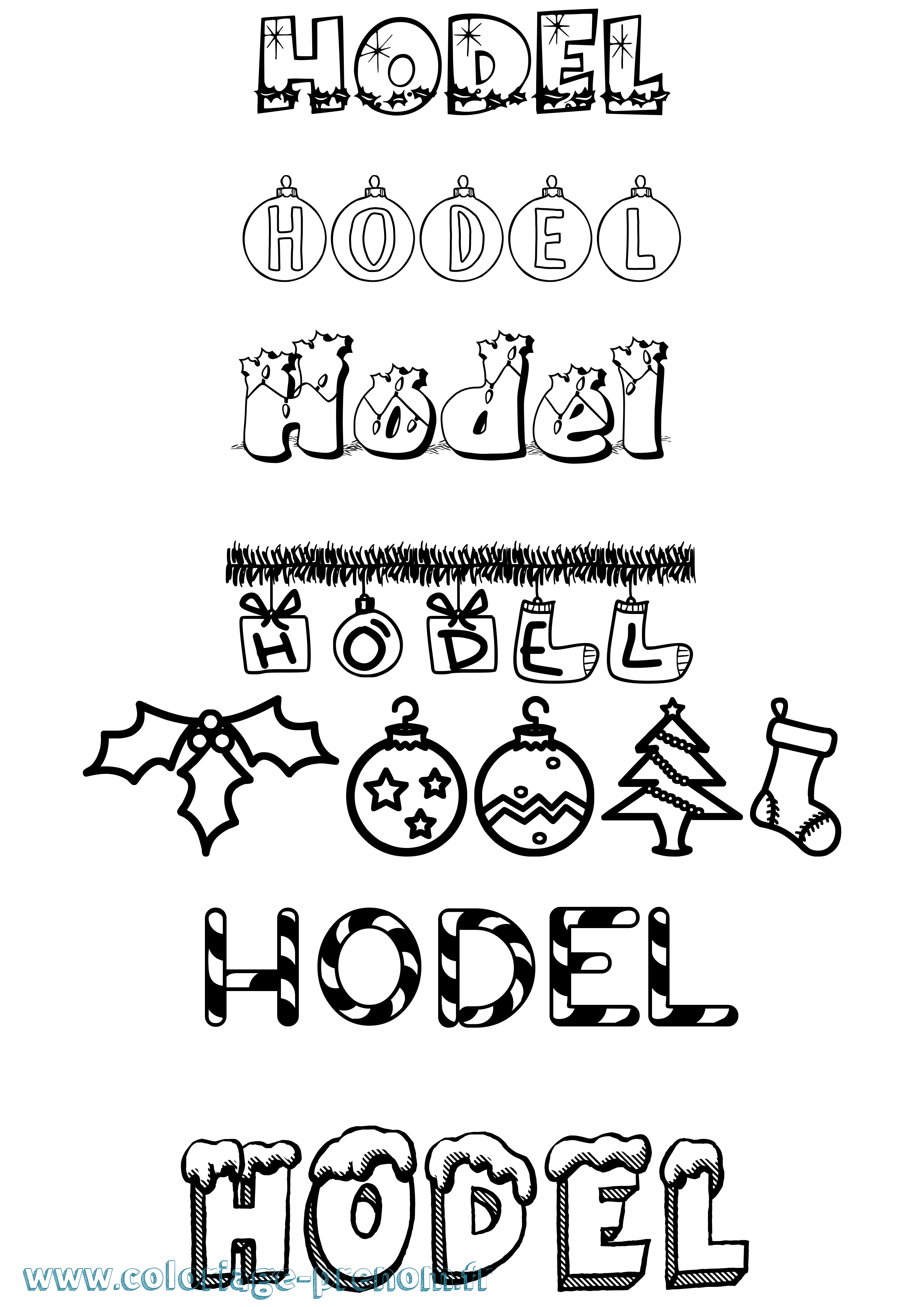 Coloriage Hodel Noël Coloriage prénom Hodel Noël