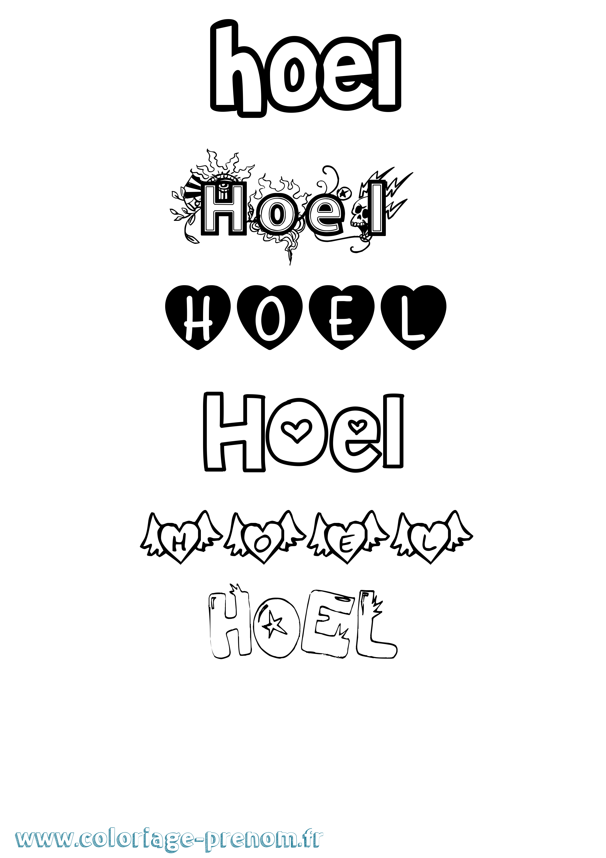 Coloriage Hoel Girly Coloriage prénom Hoel Girly