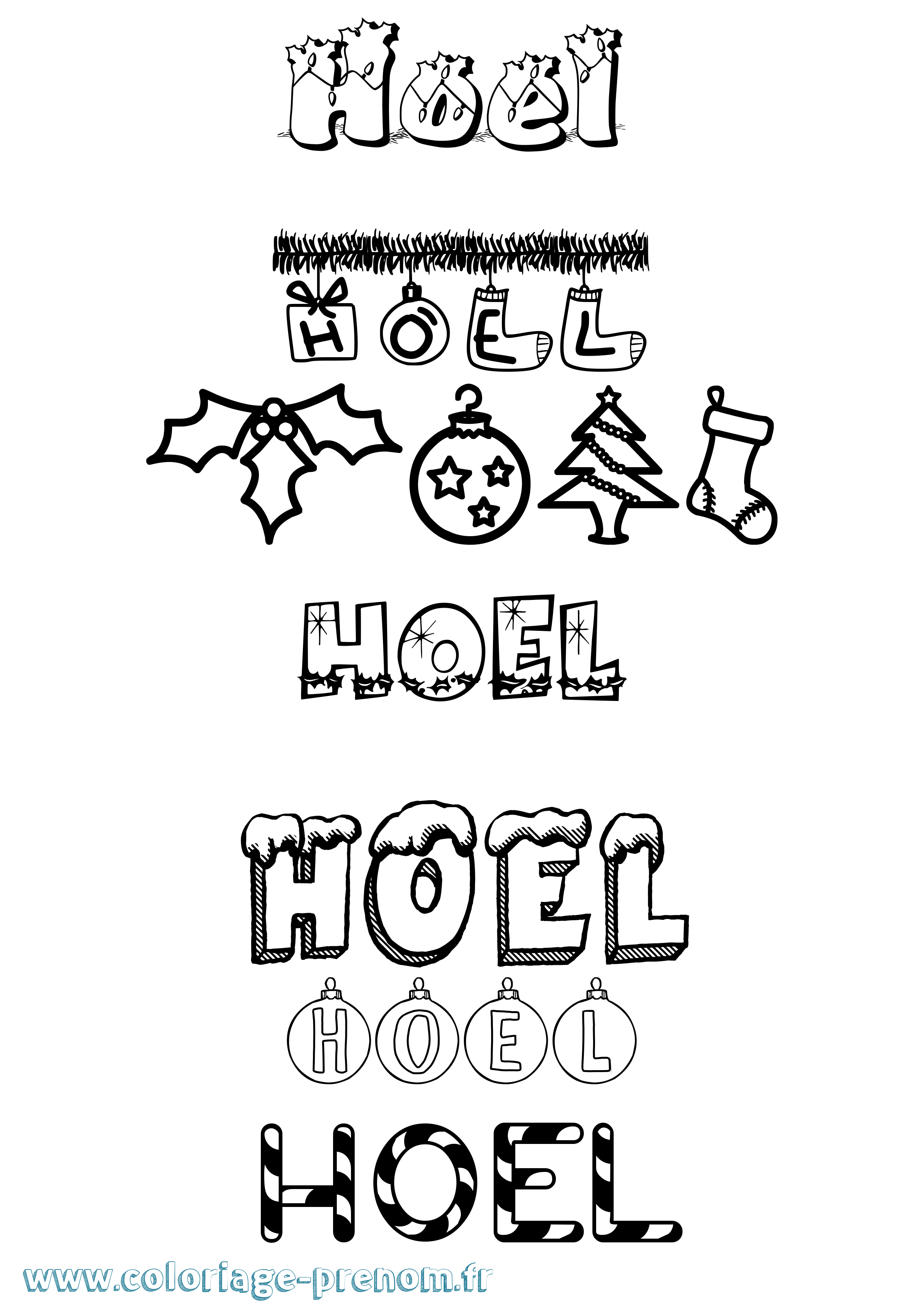Coloriage Hoel Noël Coloriage prénom Hoel Noël