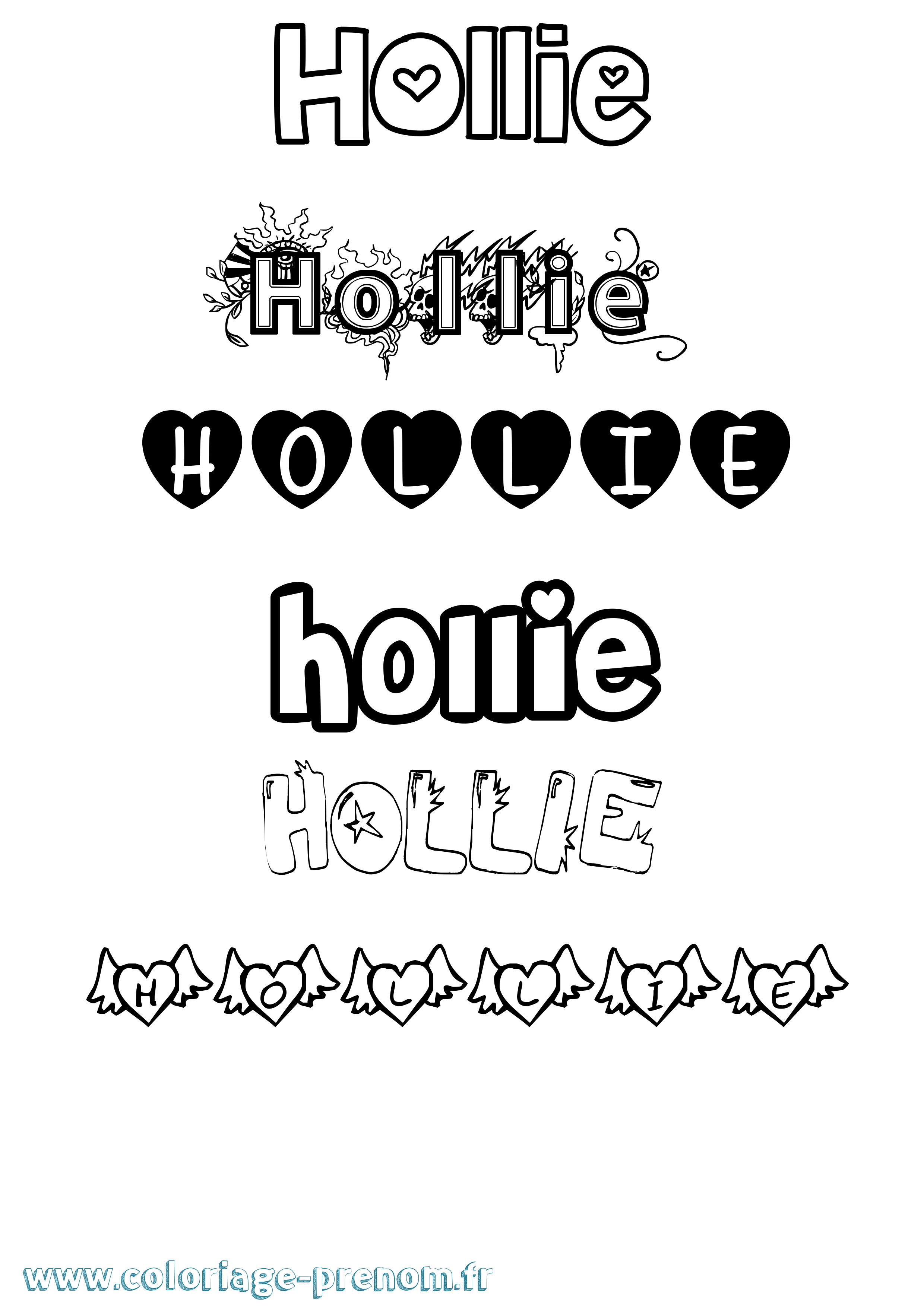 Coloriage Hollie Girly Coloriage prénom Hollie Girly