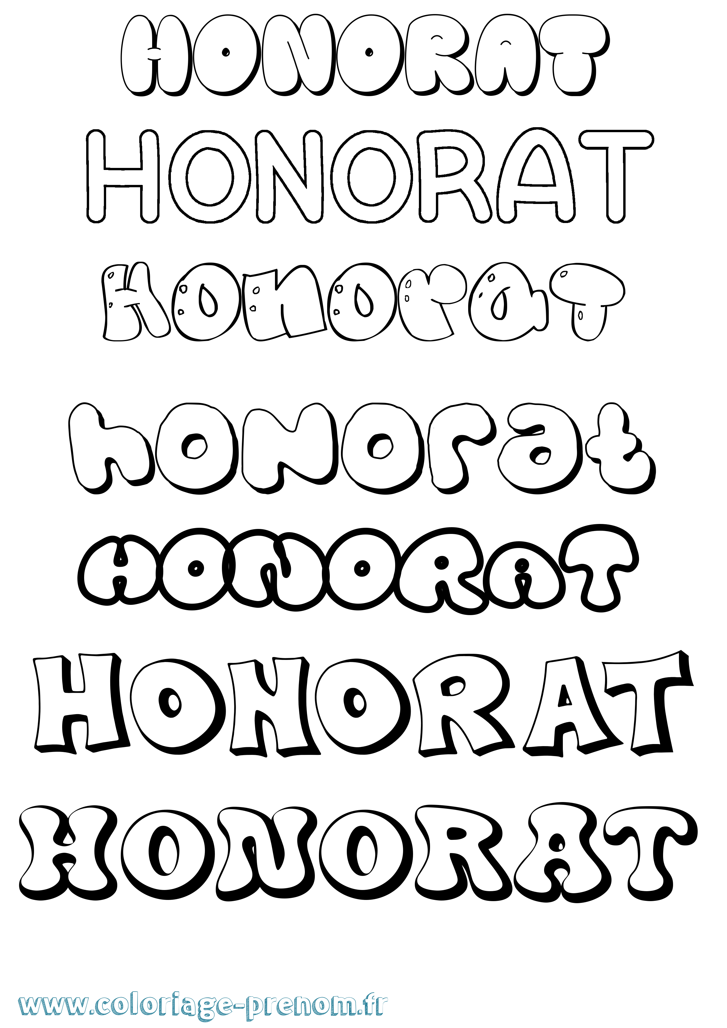 Coloriage Honorat Bubble Coloriage prénom Honorat Bubble