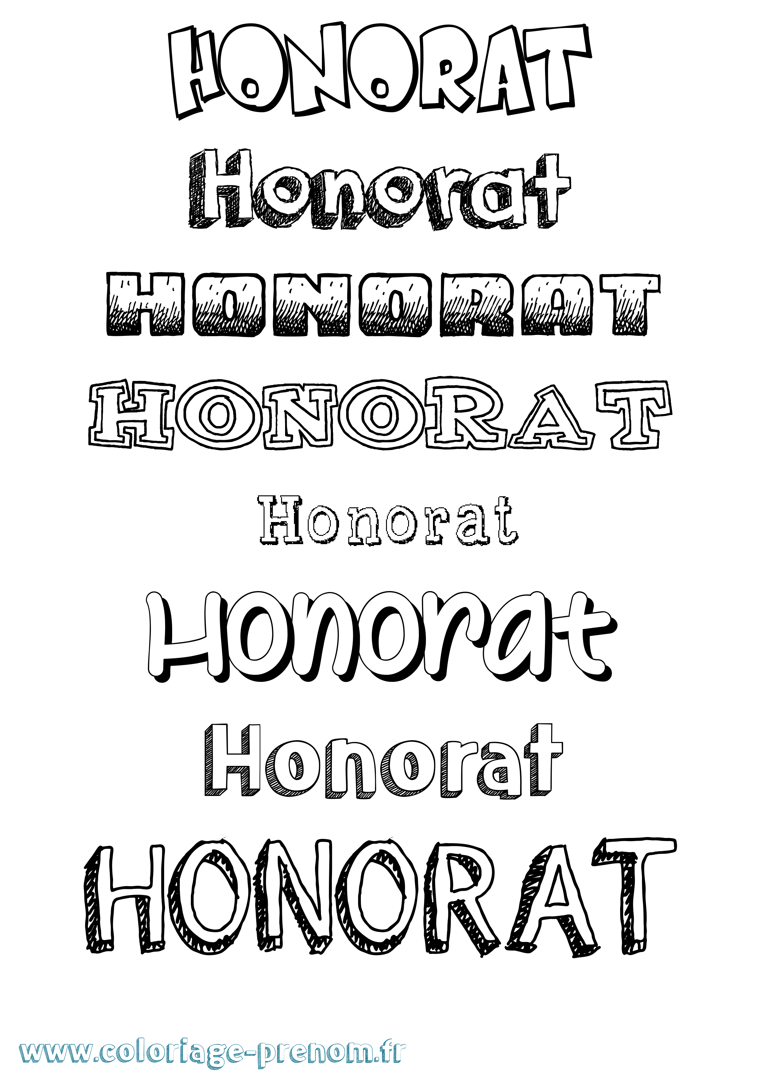 Coloriage Honorat Dessiné Coloriage prénom Honorat Dessiné