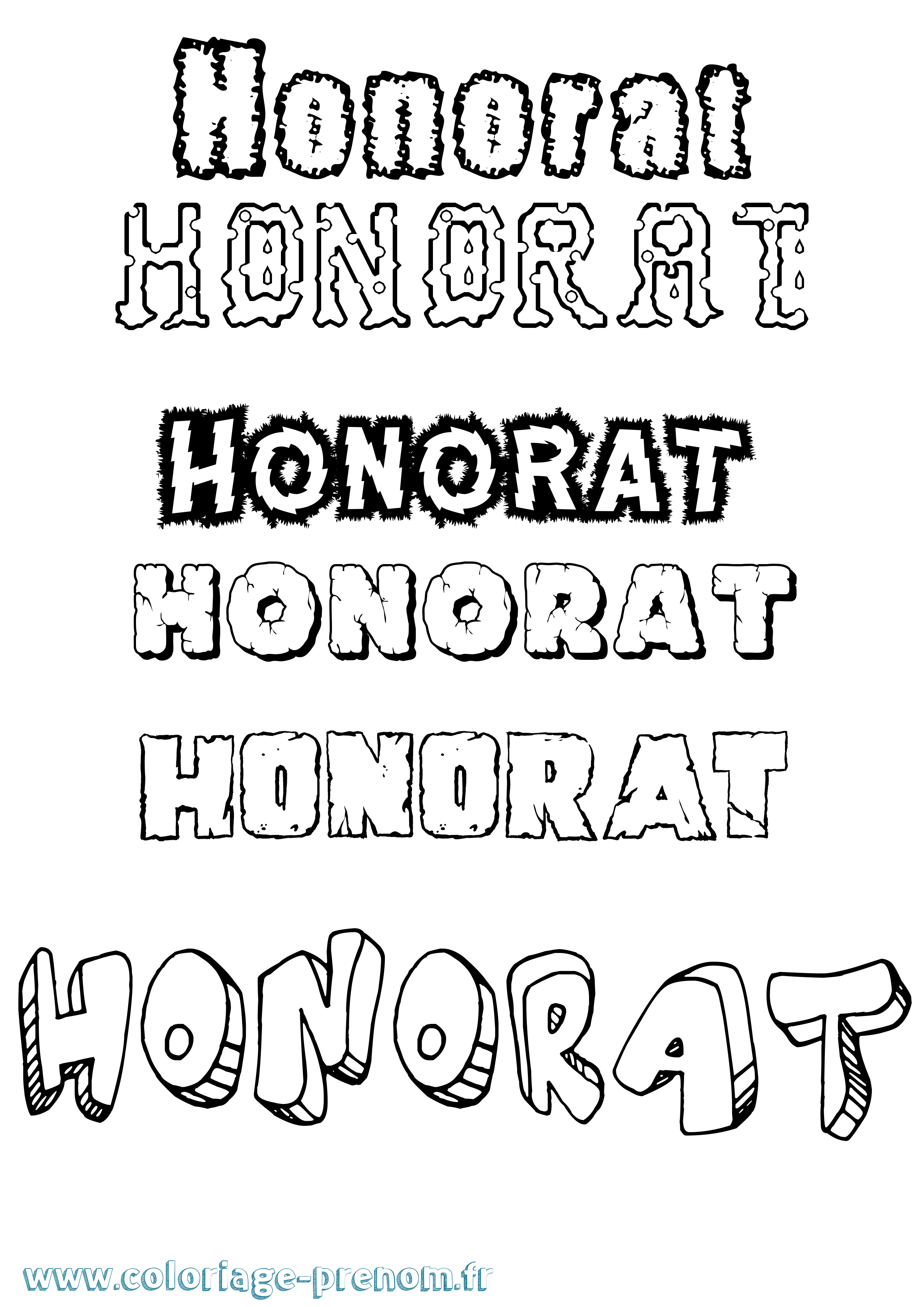 Coloriage Honorat Destructuré Coloriage prénom Honorat Destructuré