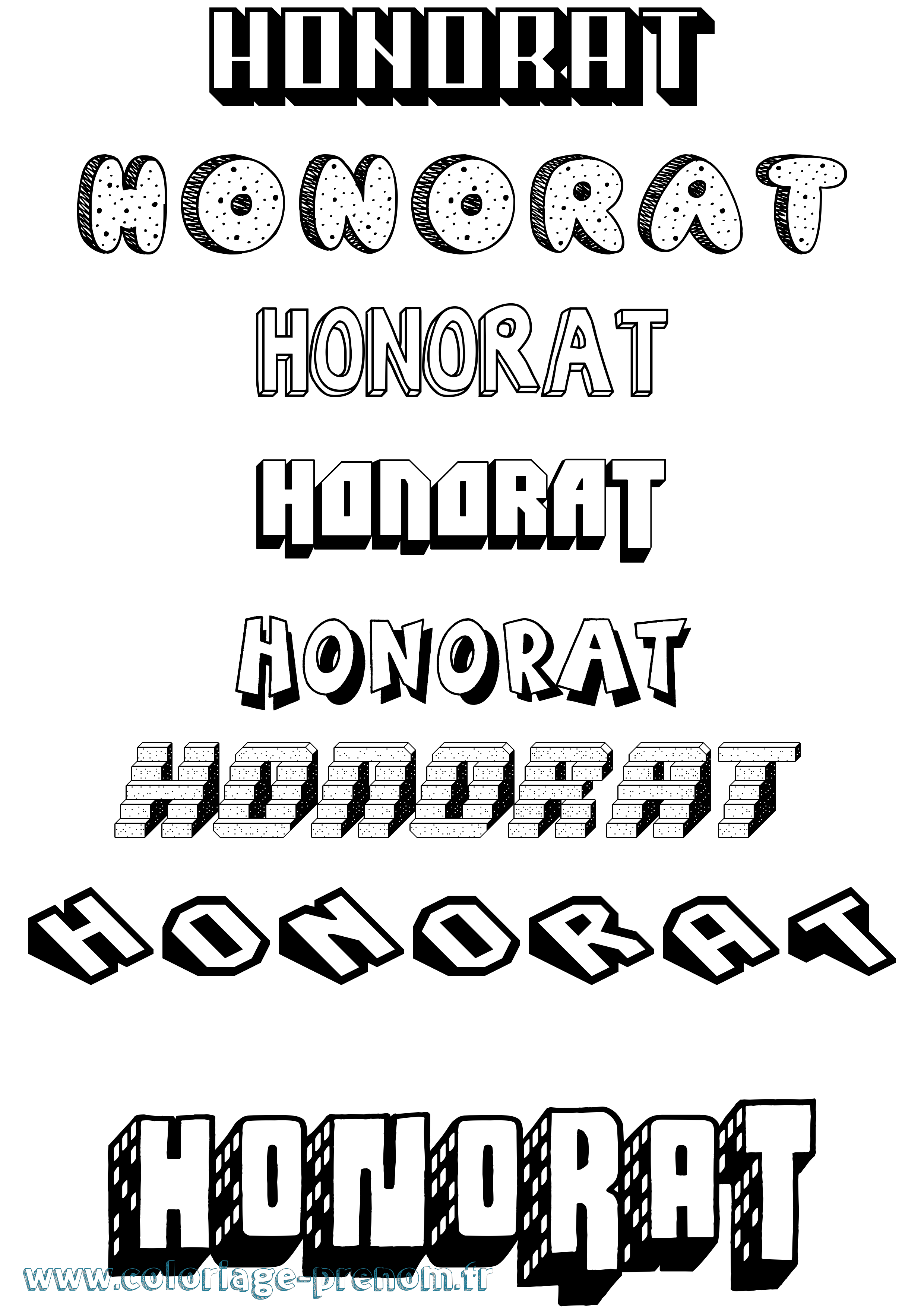 Coloriage Honorat Effet 3D Coloriage prénom Honorat Effet 3D