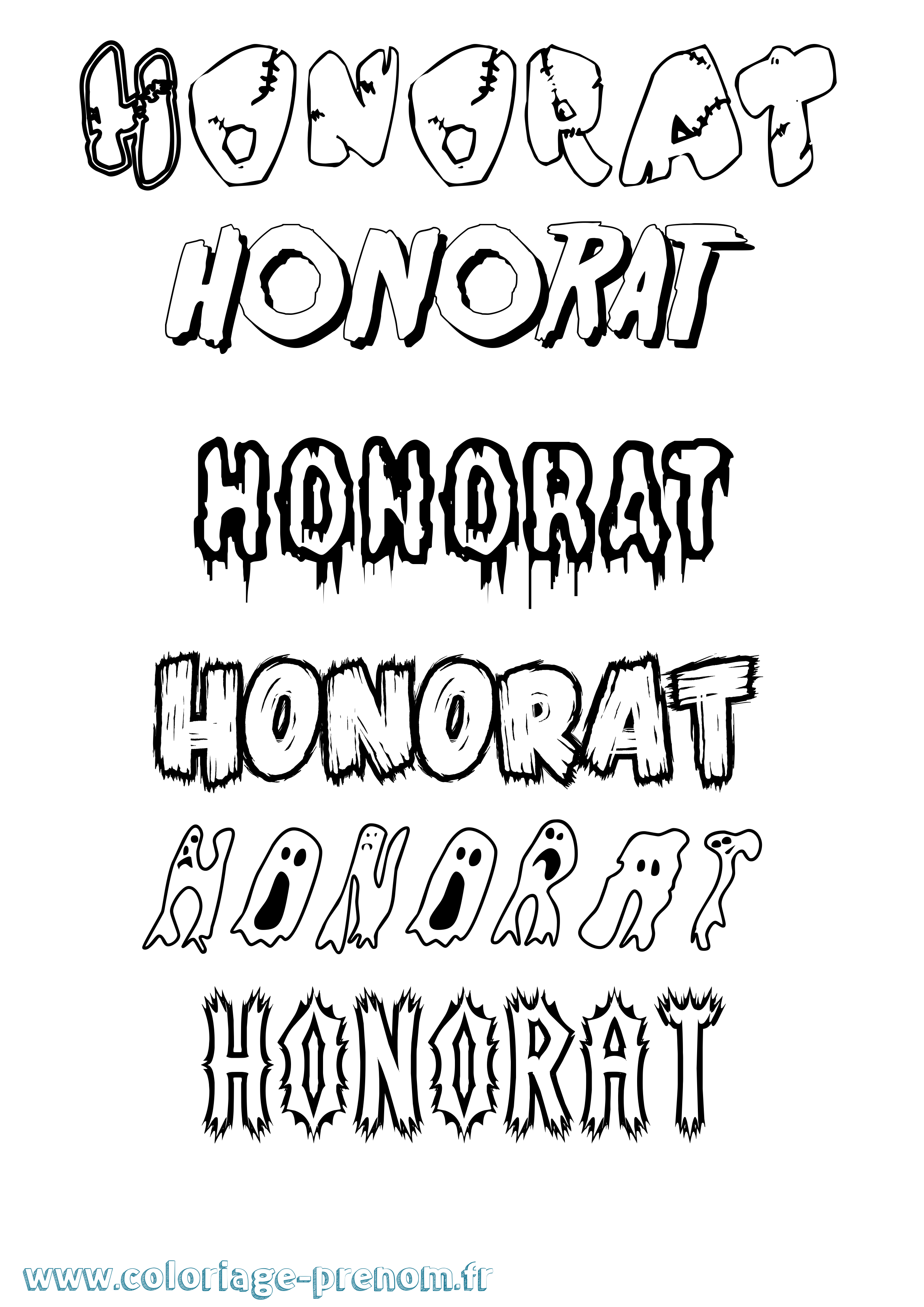 Coloriage Honorat Frisson Coloriage prénom Honorat Frisson