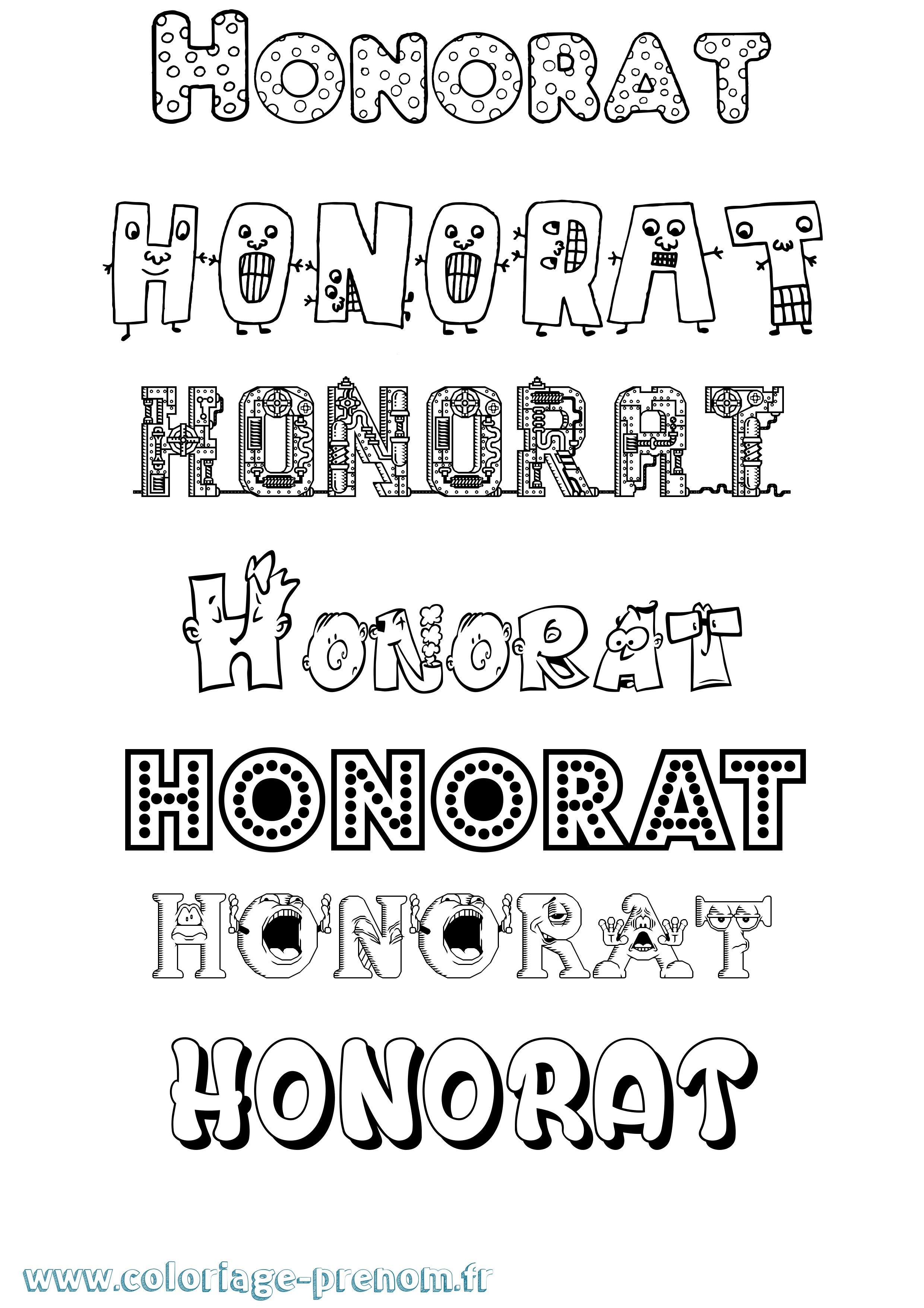 Coloriage Honorat Fun Coloriage prénom Honorat Fun