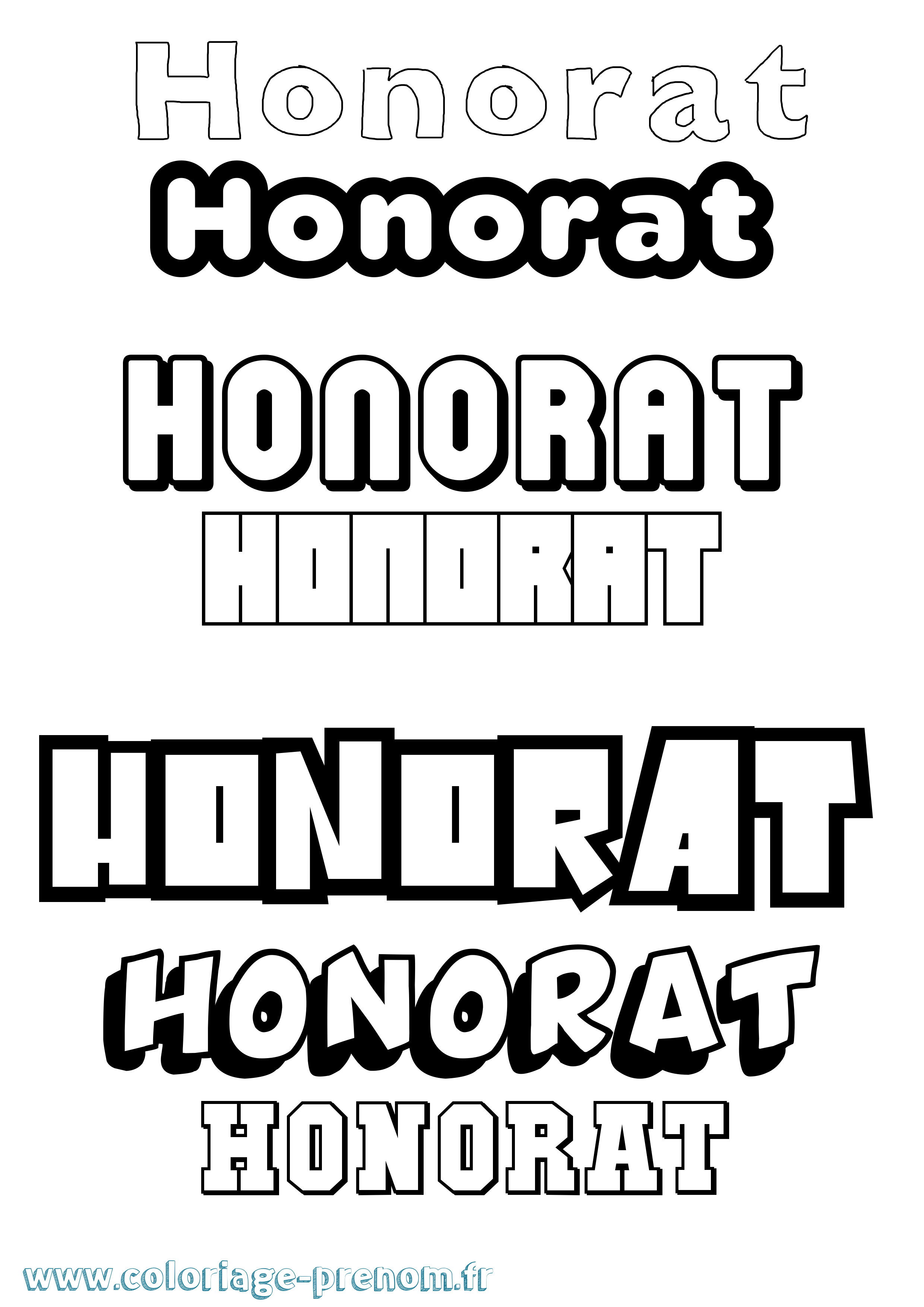 Coloriage Honorat Simple Coloriage prénom Honorat Simple