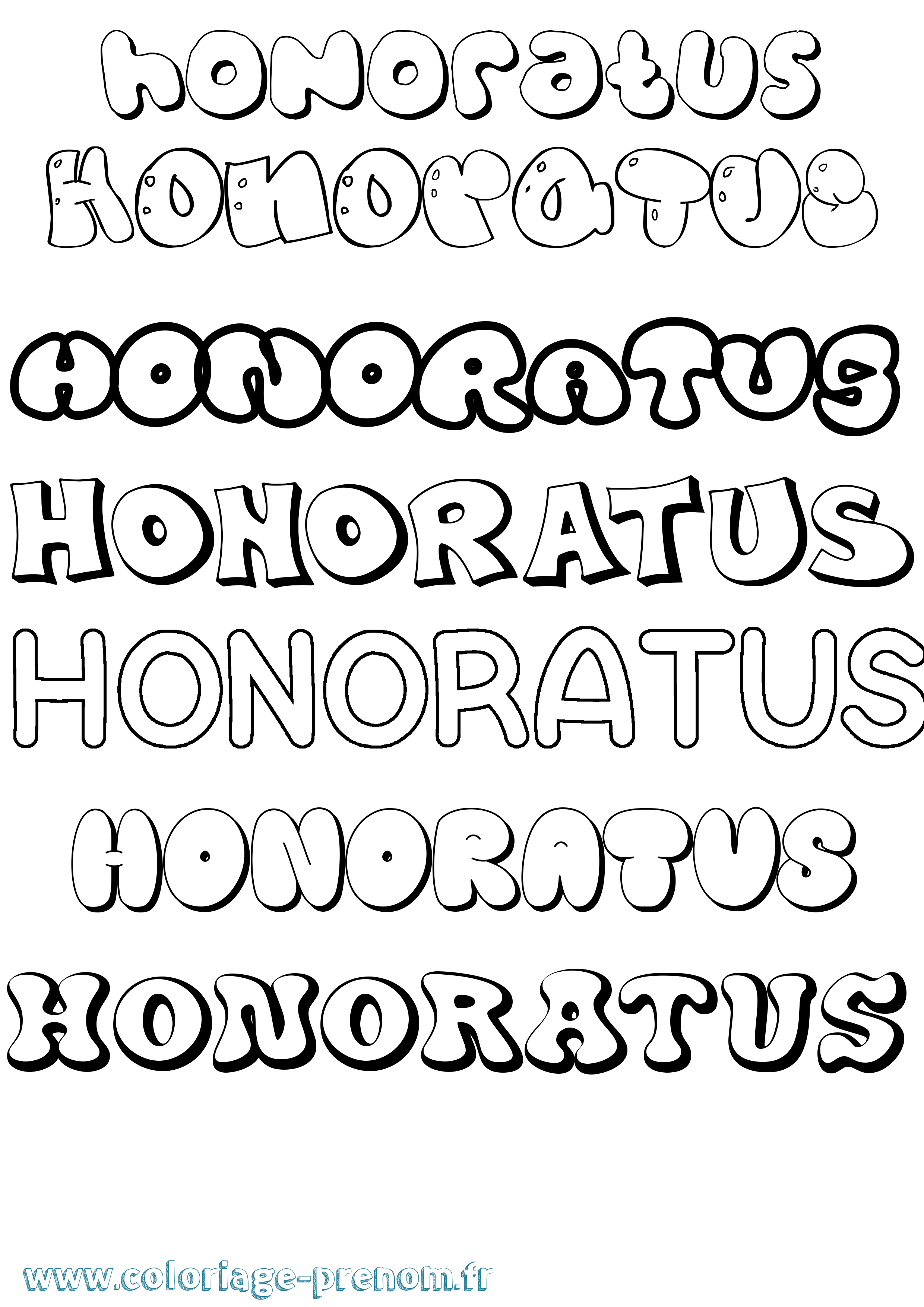 Coloriage Honoratus Bubble Coloriage prénom Honoratus Bubble
