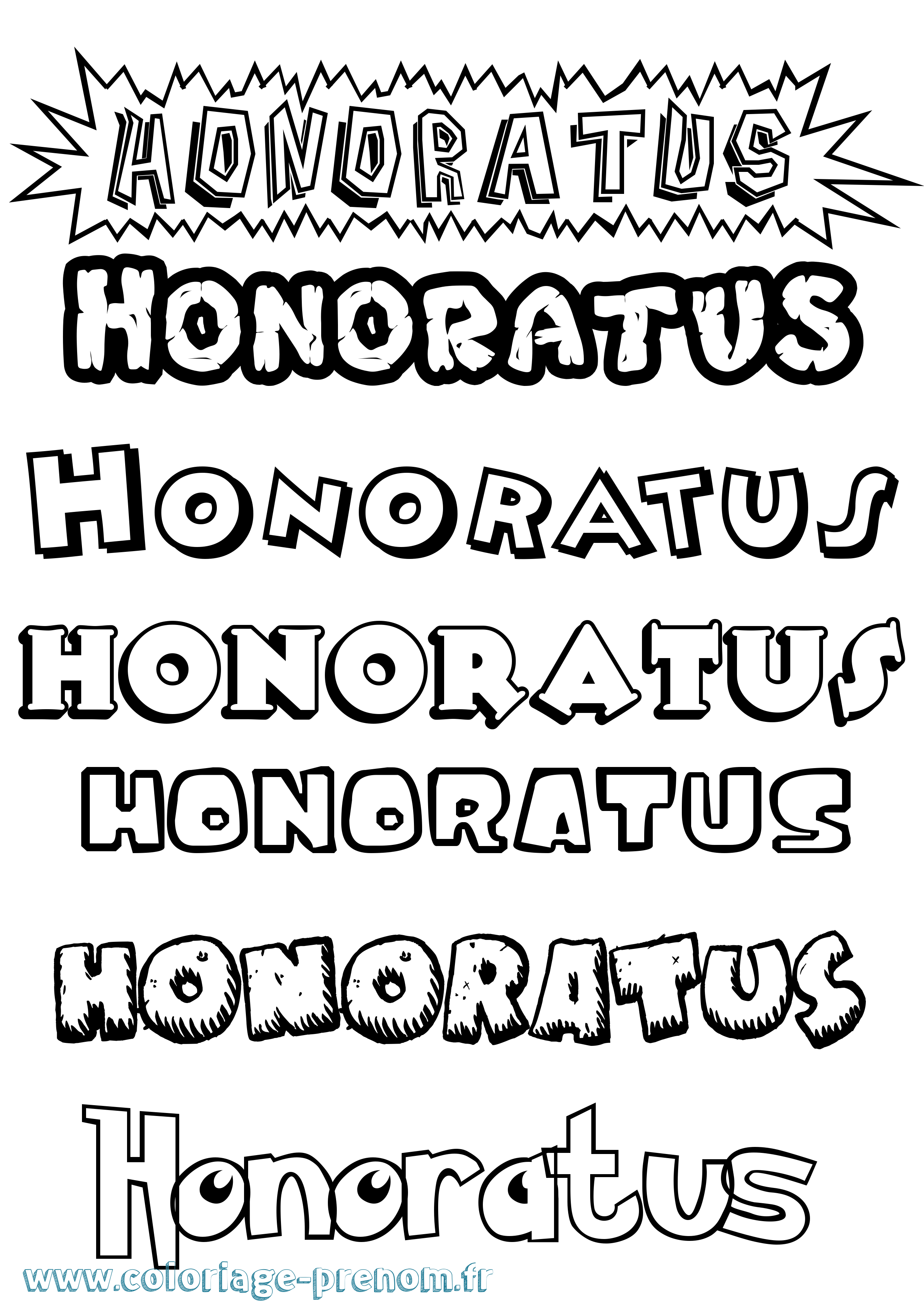 Coloriage Honoratus Dessin Animé Coloriage prénom Honoratus Dessin Animé