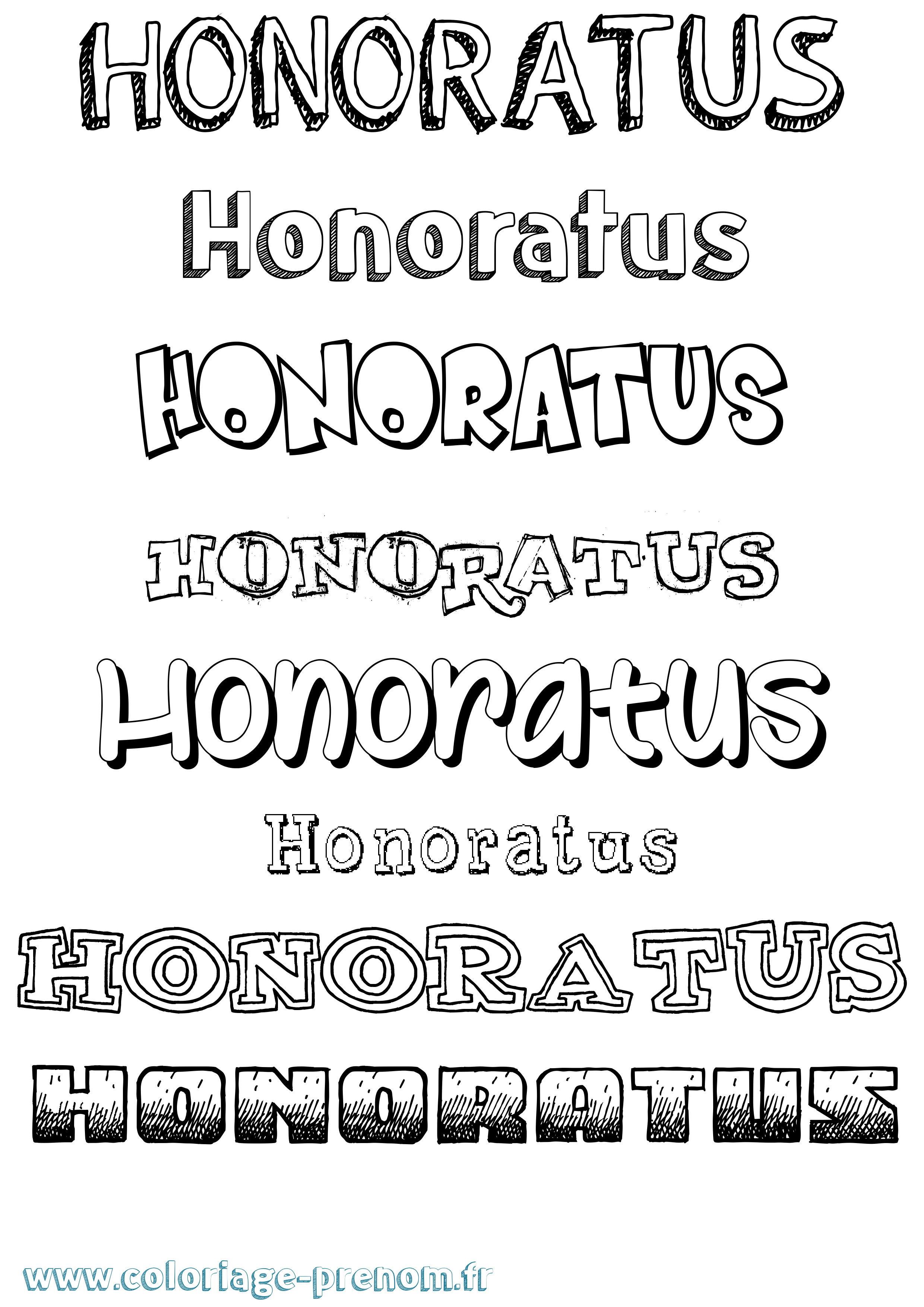 Coloriage Honoratus Dessiné Coloriage prénom Honoratus Dessiné