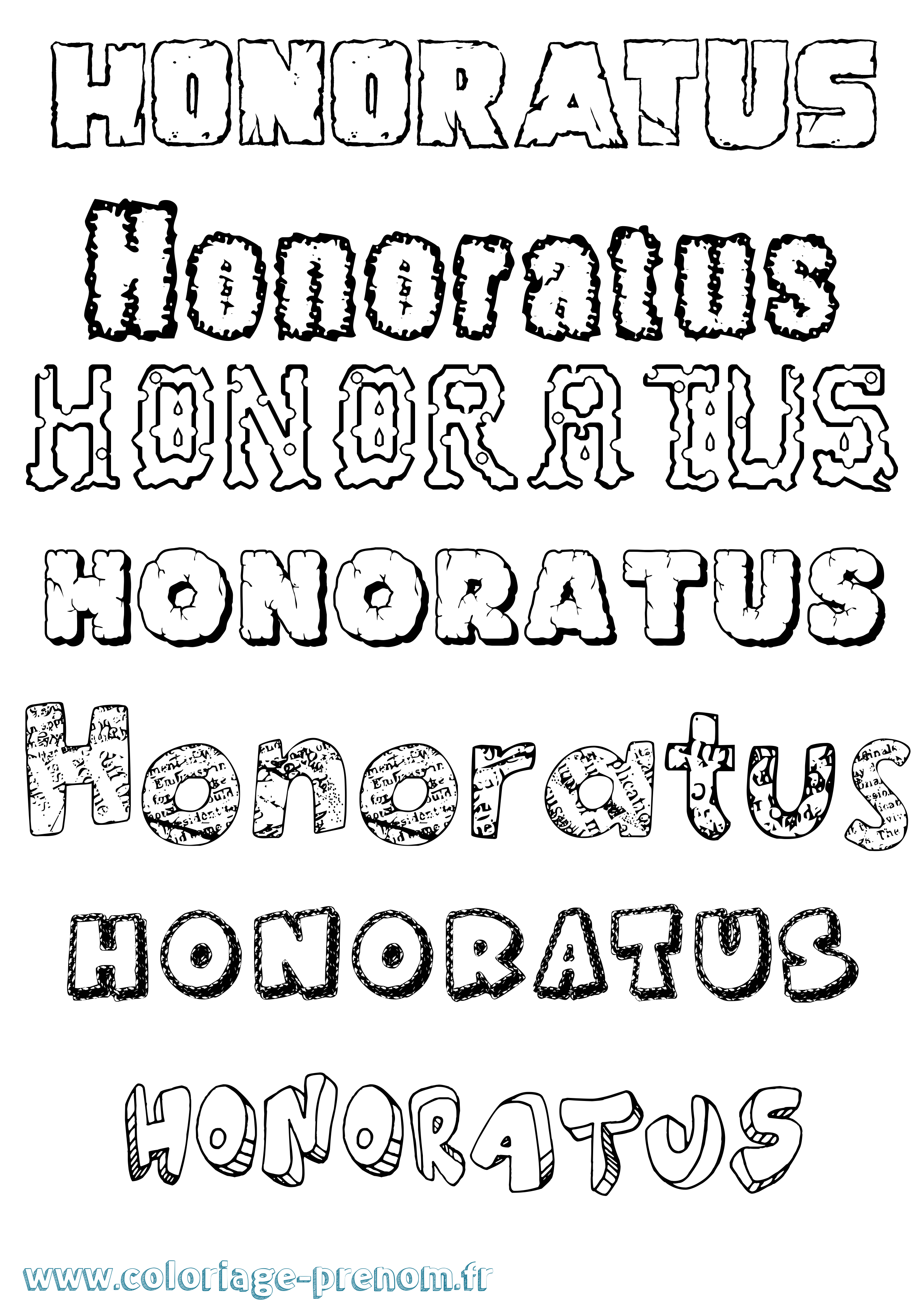 Coloriage Honoratus Destructuré Coloriage prénom Honoratus Destructuré