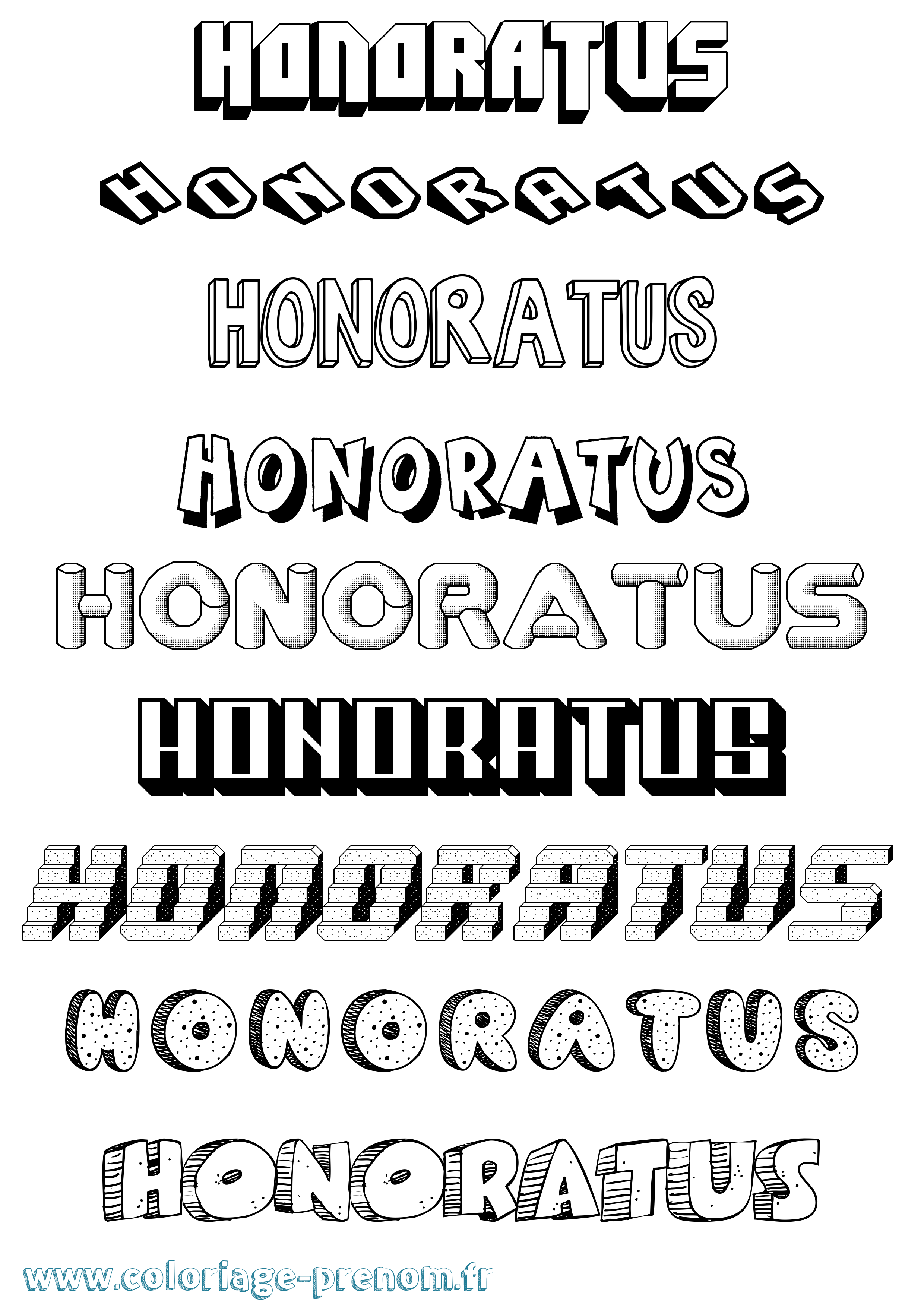 Coloriage Honoratus Effet 3D Coloriage prénom Honoratus Effet 3D