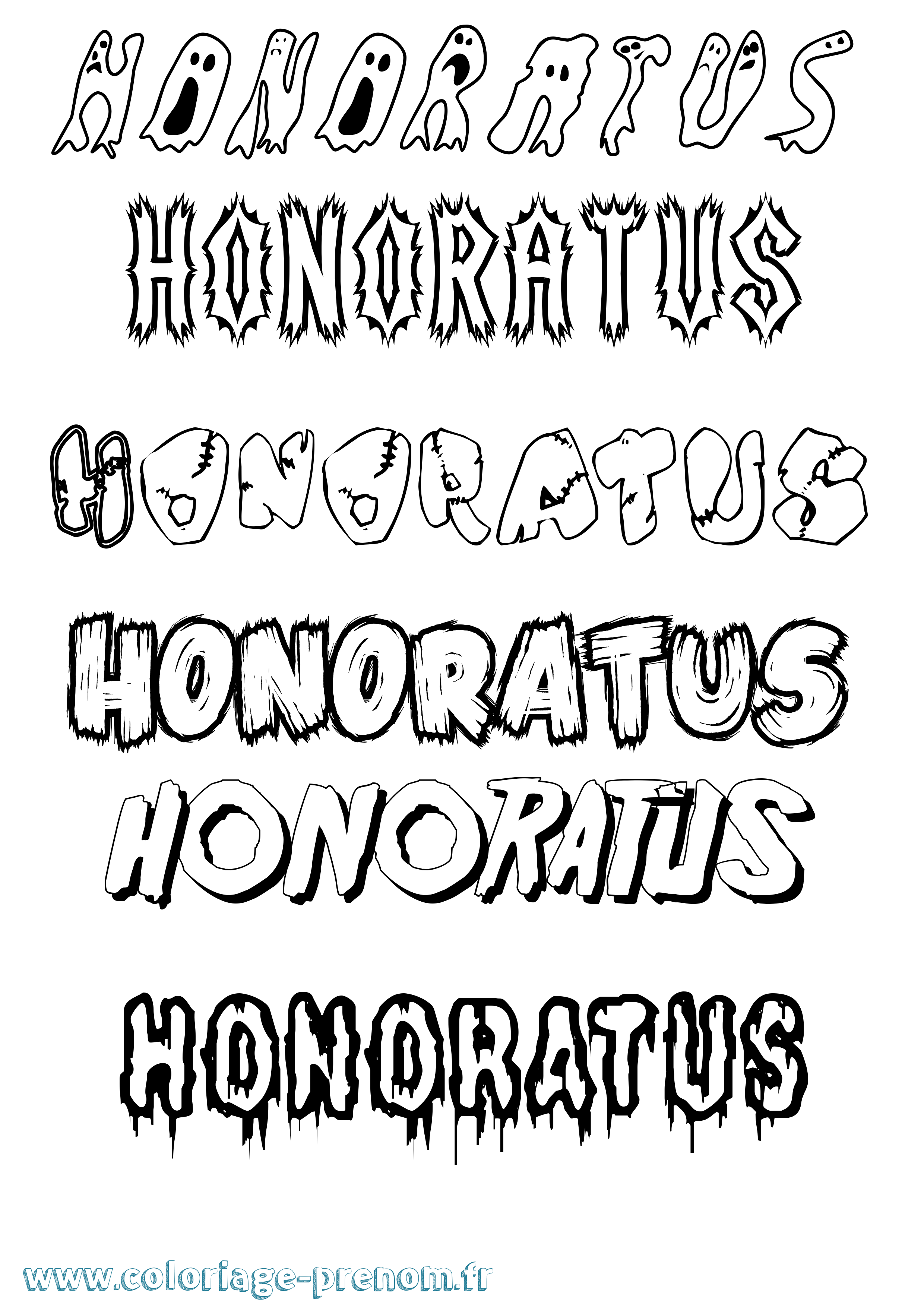 Coloriage Honoratus Frisson Coloriage prénom Honoratus Frisson