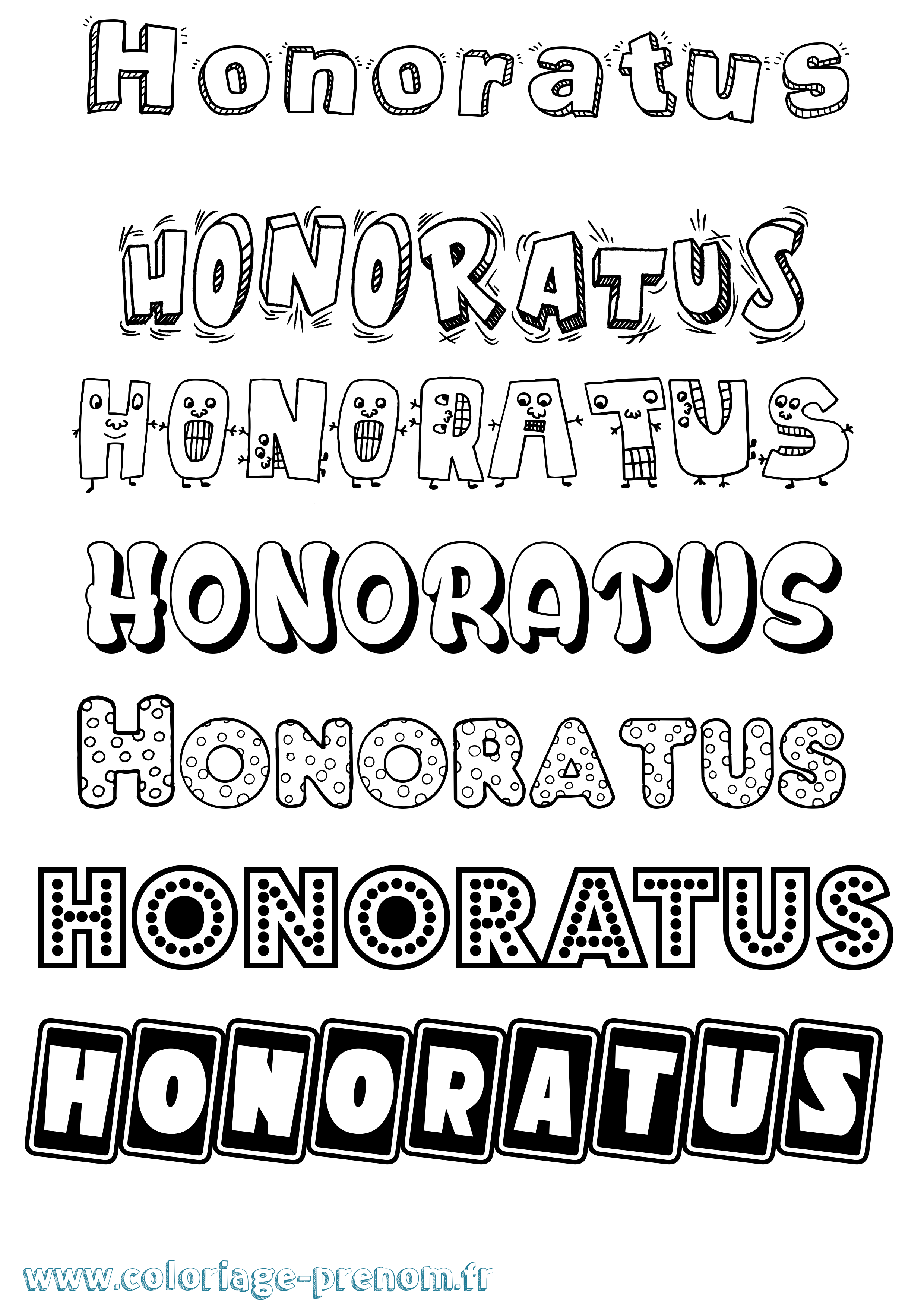 Coloriage Honoratus Fun Coloriage prénom Honoratus Fun