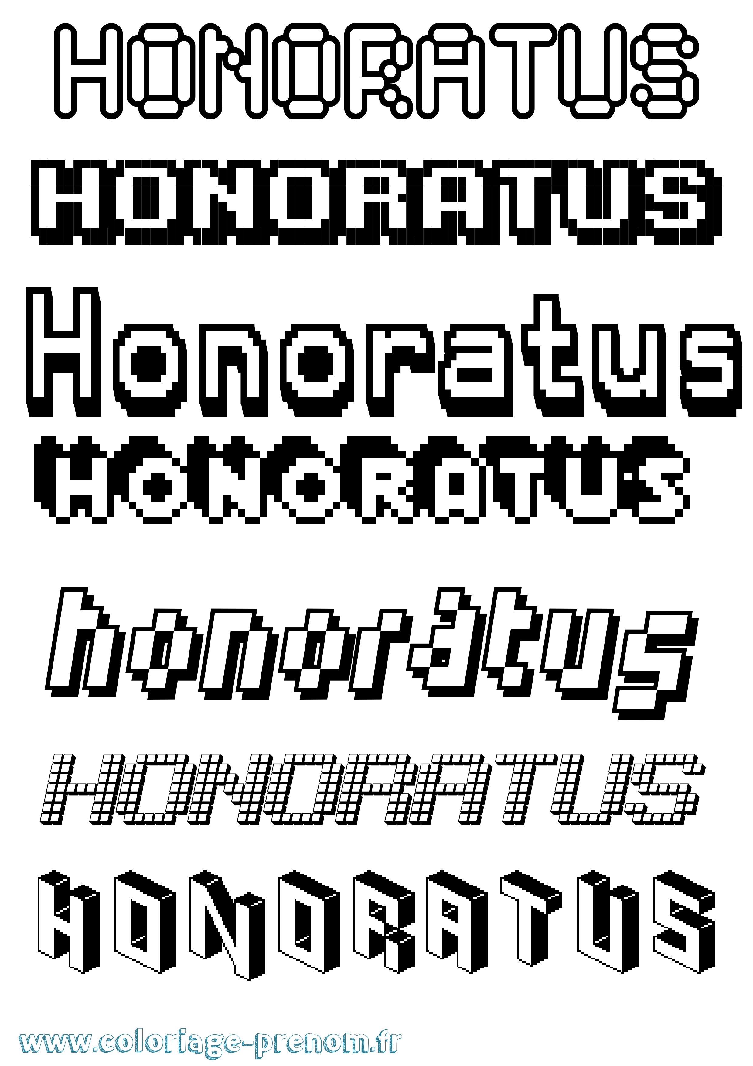 Coloriage Honoratus Pixel Coloriage prénom Honoratus Pixel