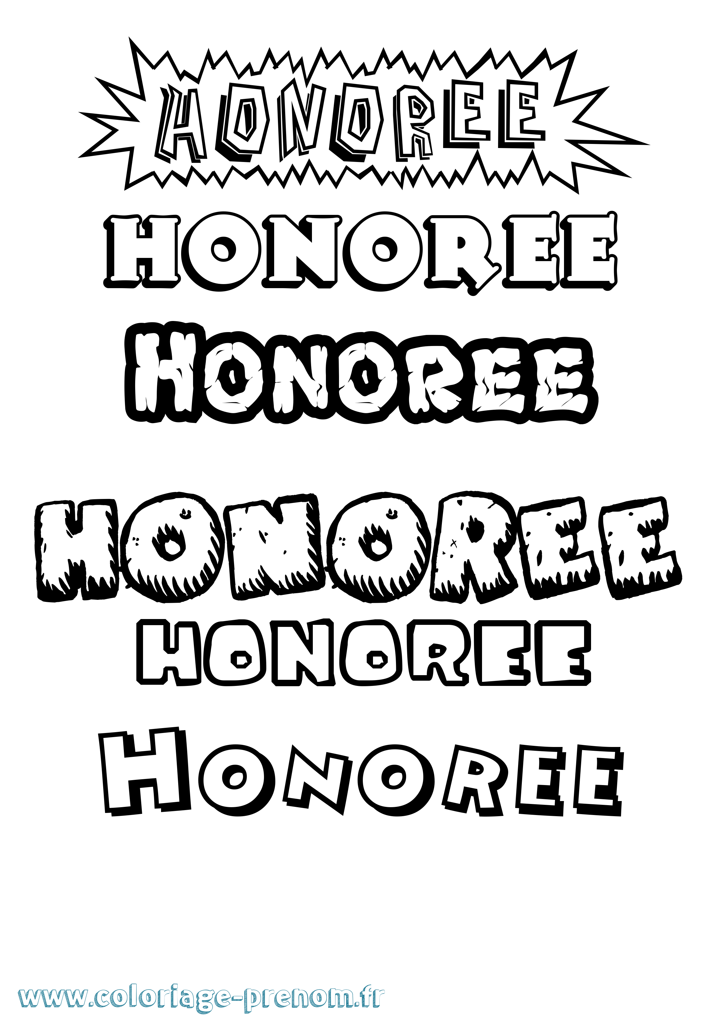 Coloriage Honoree Dessin Animé Coloriage prénom Honoree Dessin Animé