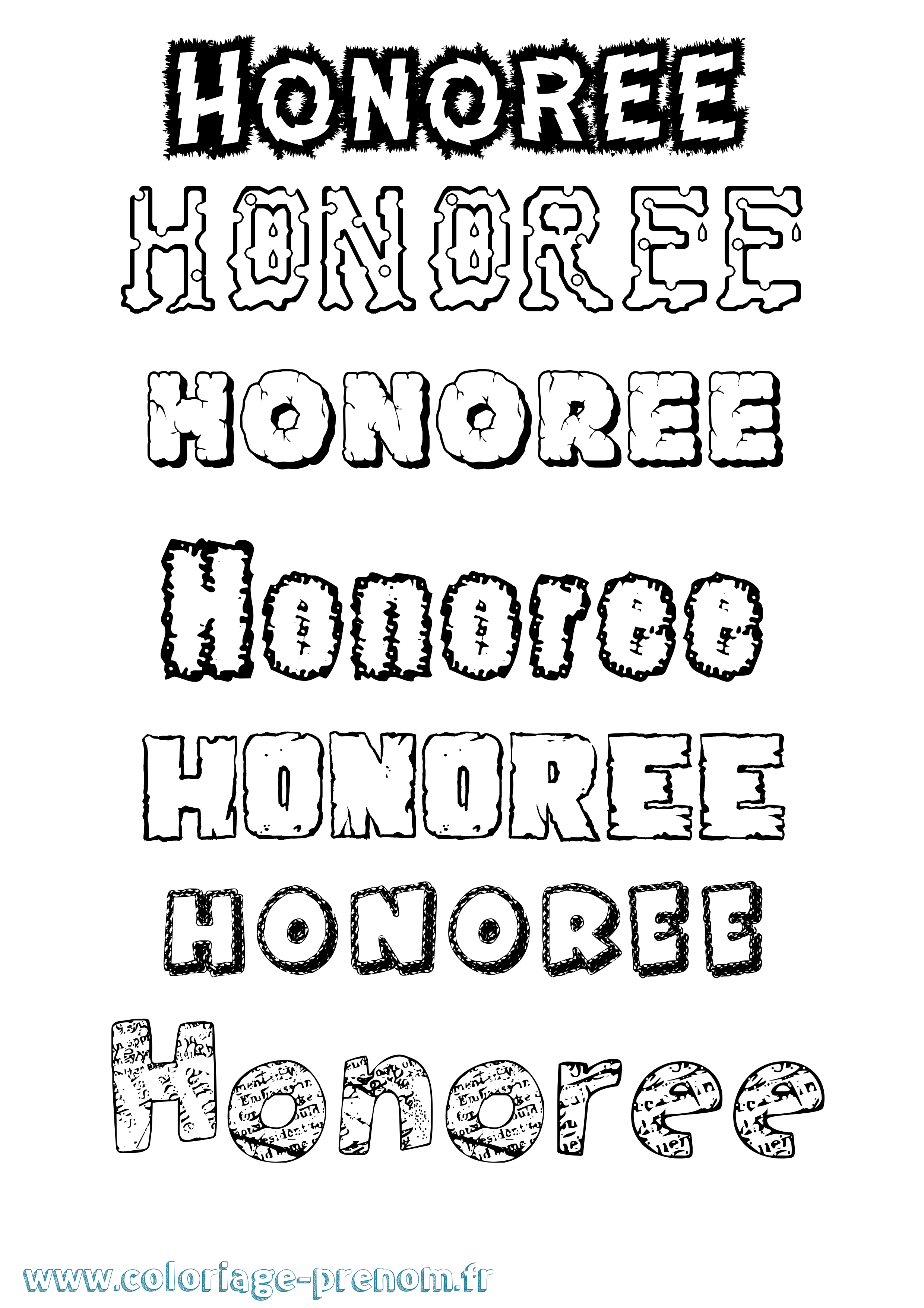 Coloriage Honoree Destructuré Coloriage prénom Honoree Destructuré